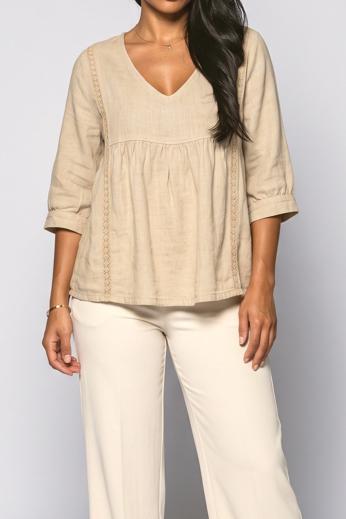 Lace V-Neck Blouse, fabric detail