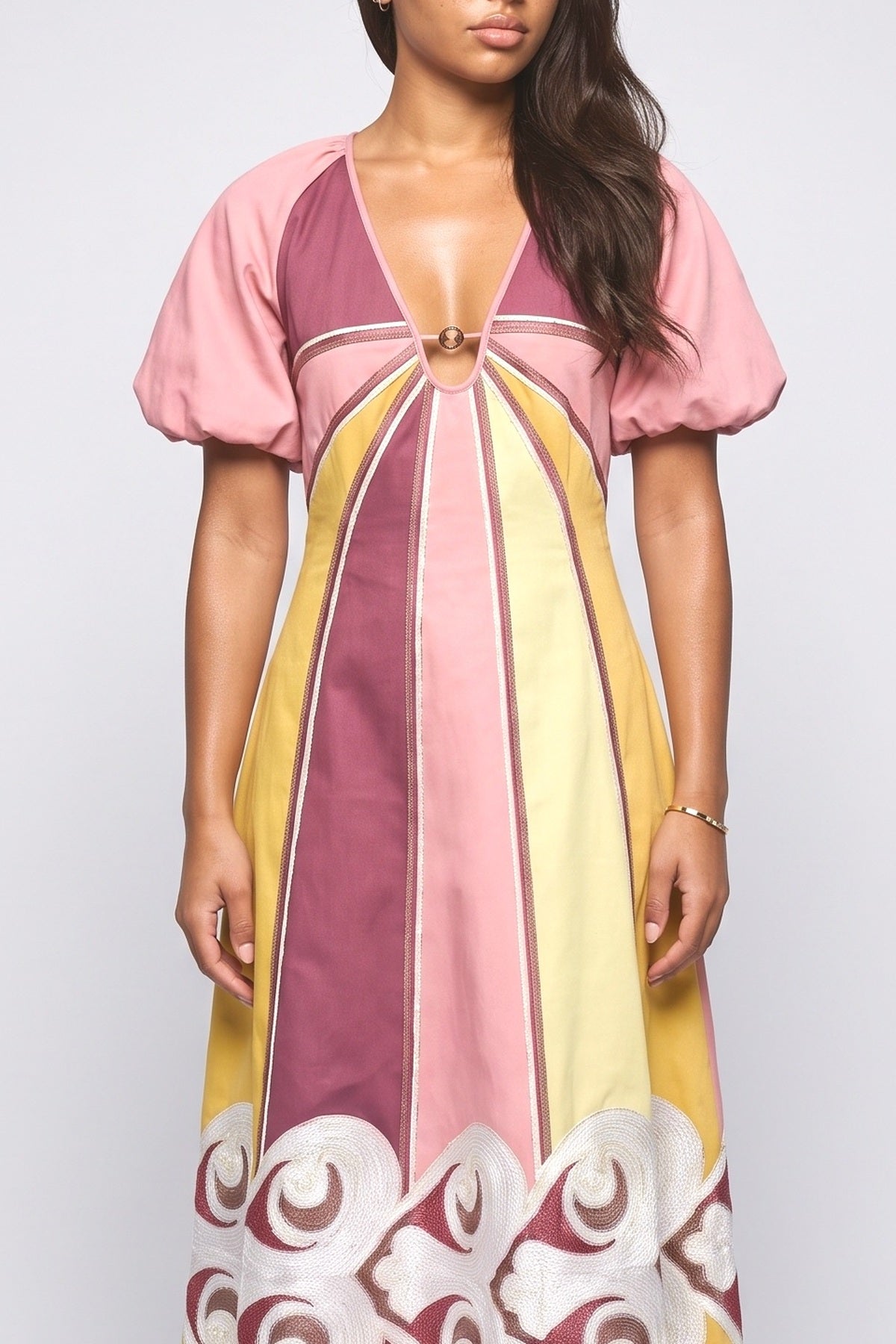 Puff Sleeve Midi Dress, fabric detail