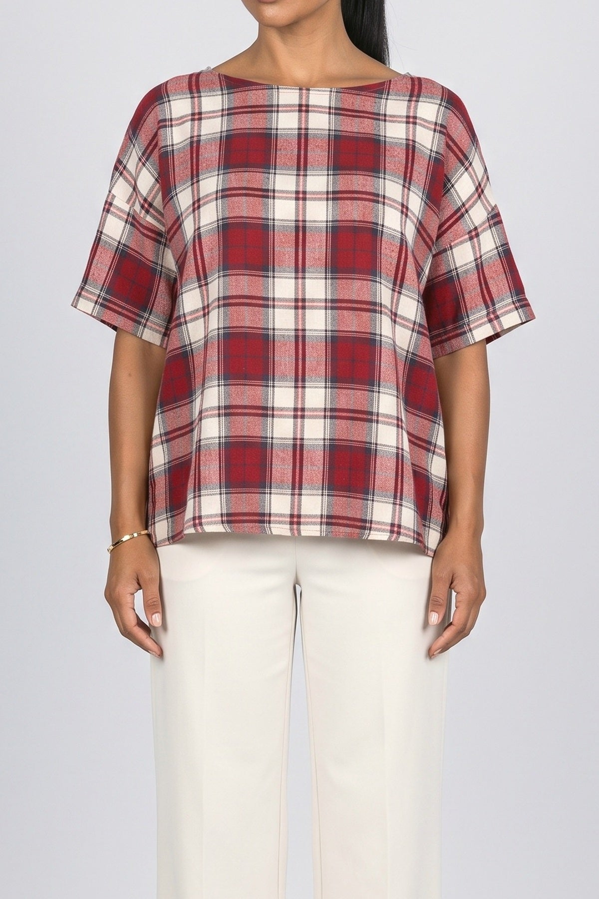 Red Plaid Blouse, fabric detail