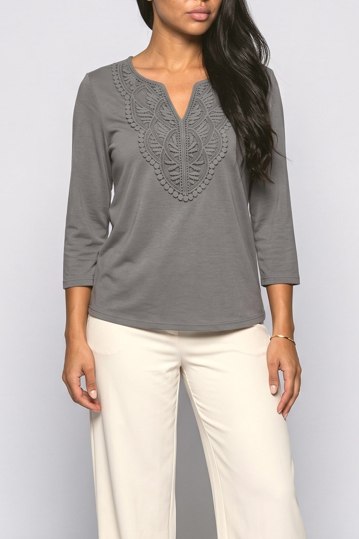 Lace V-Neck Blouse, fabric detail