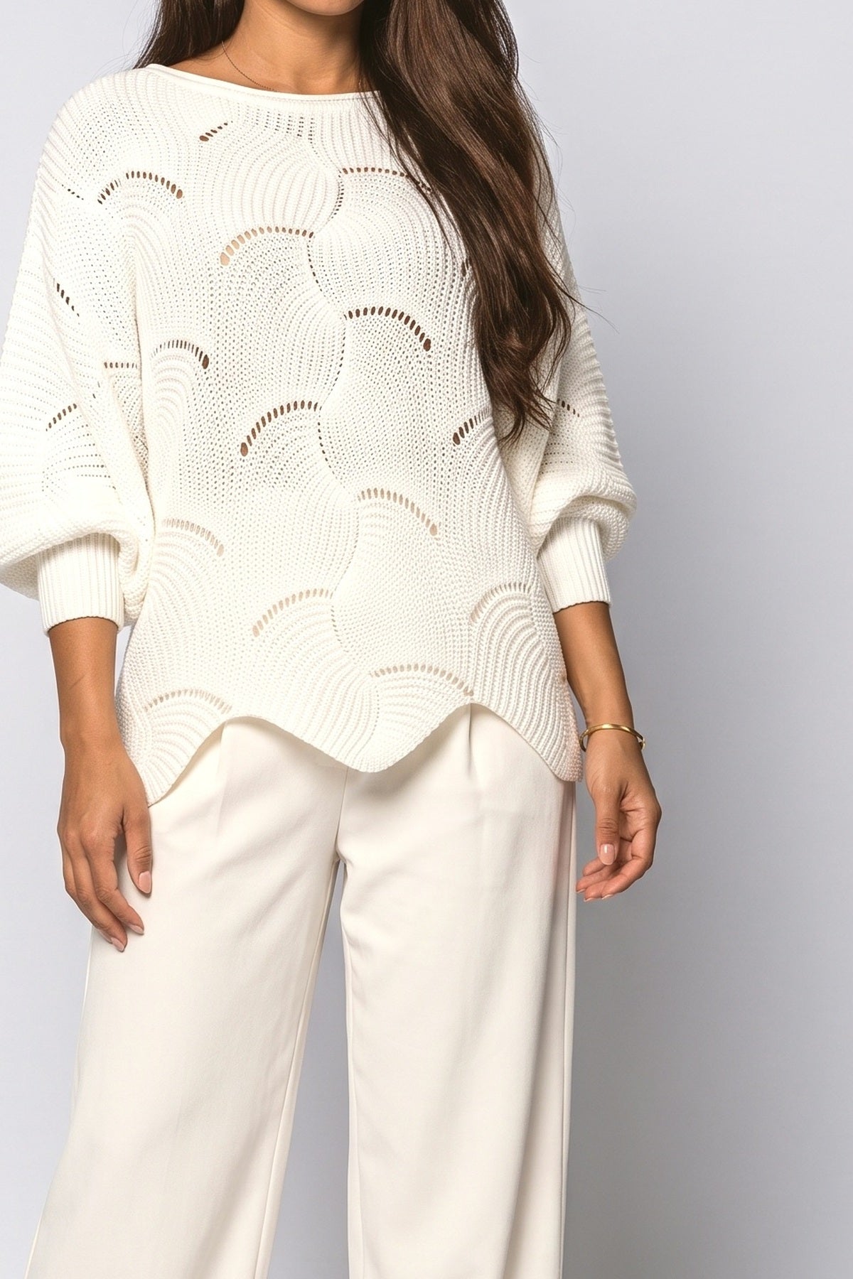 Batwing Sleeve Pullover Sweater, fabric detail