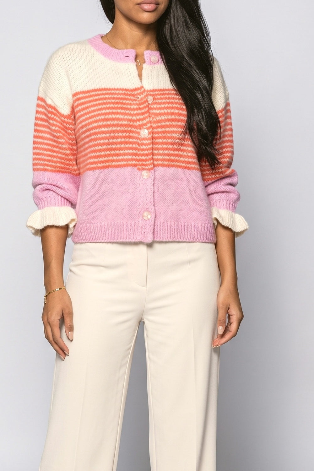 Striped Knit Cardigan, fabric detail
