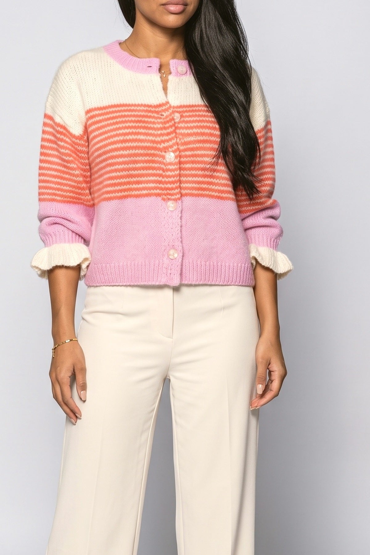 Striped Knit Cardigan, fabric detail