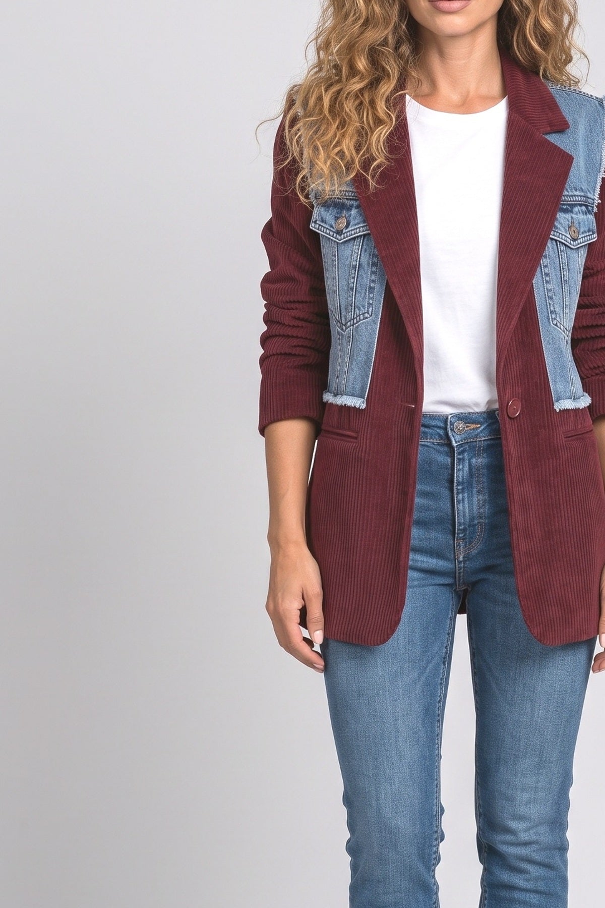 Denim Bomber Jacket, fabric detail