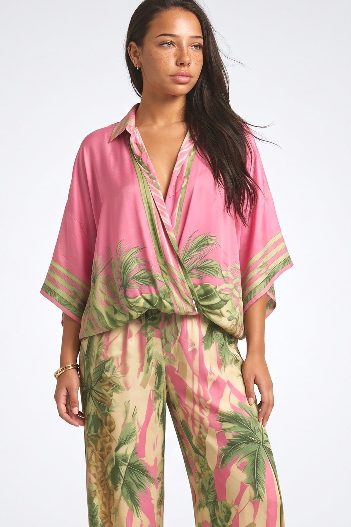 Tropical Flowy Outfit Set, fabric detail