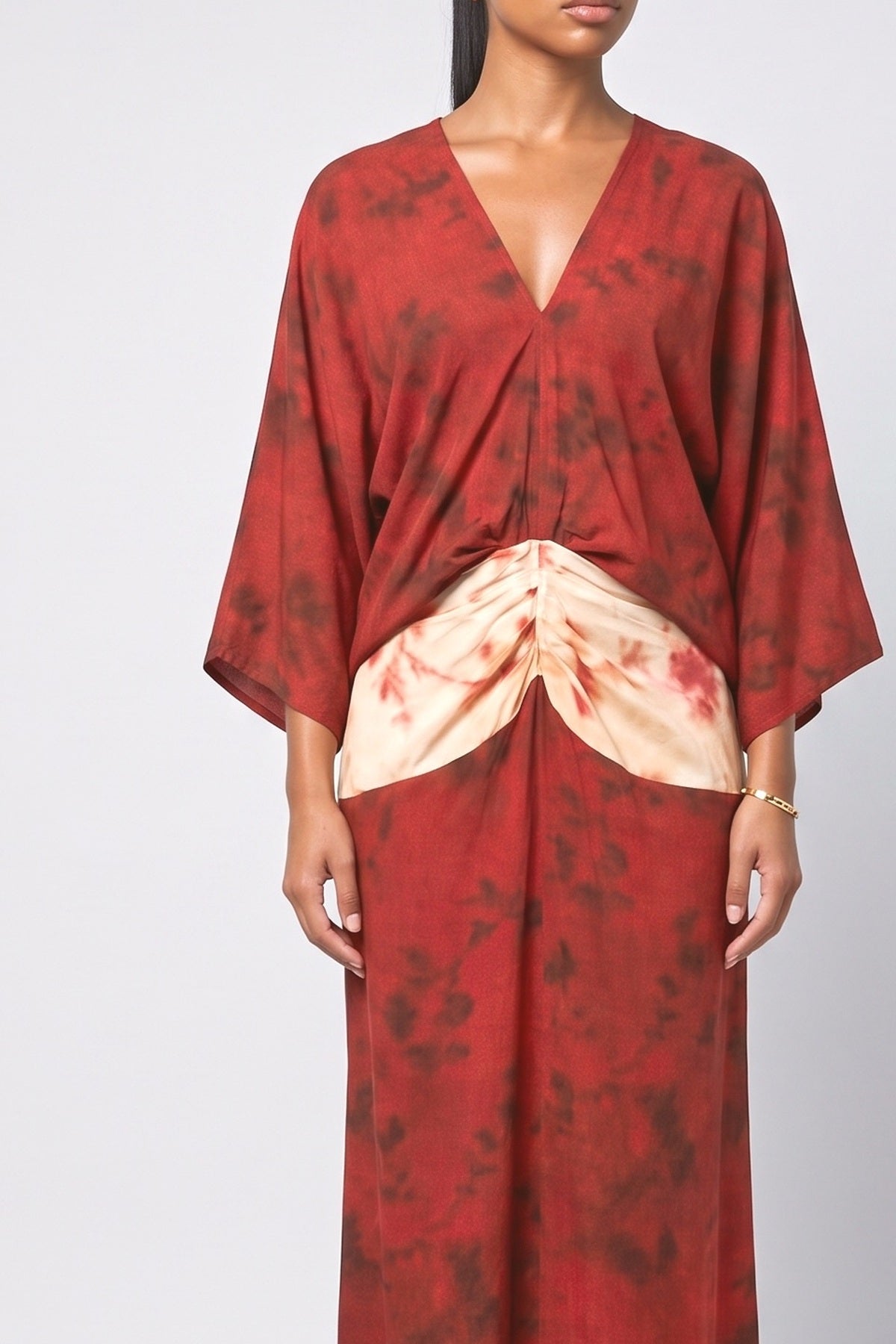 Red Tie-Dye Maxi Dress, fabric detail
