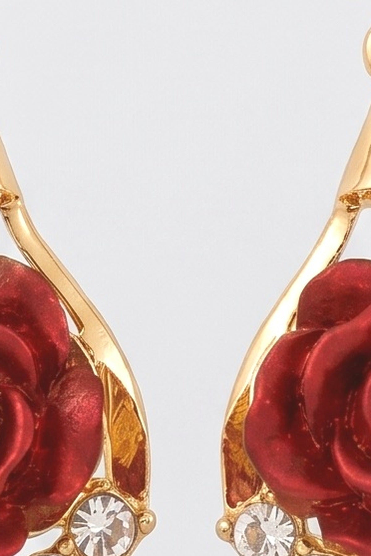 Red Drop Earrings, fabric detail