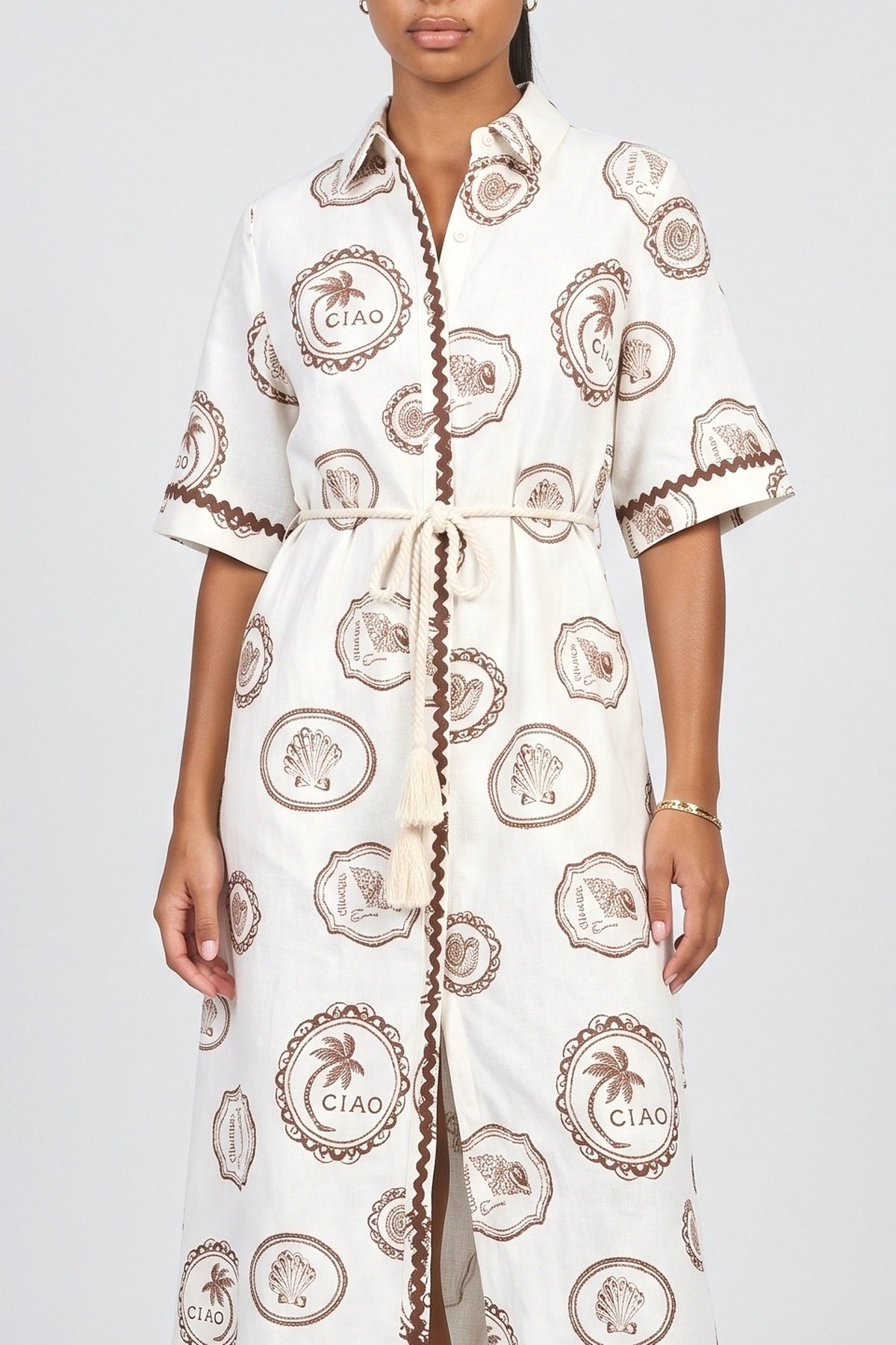 White Linen Midi Dress, fabric detail