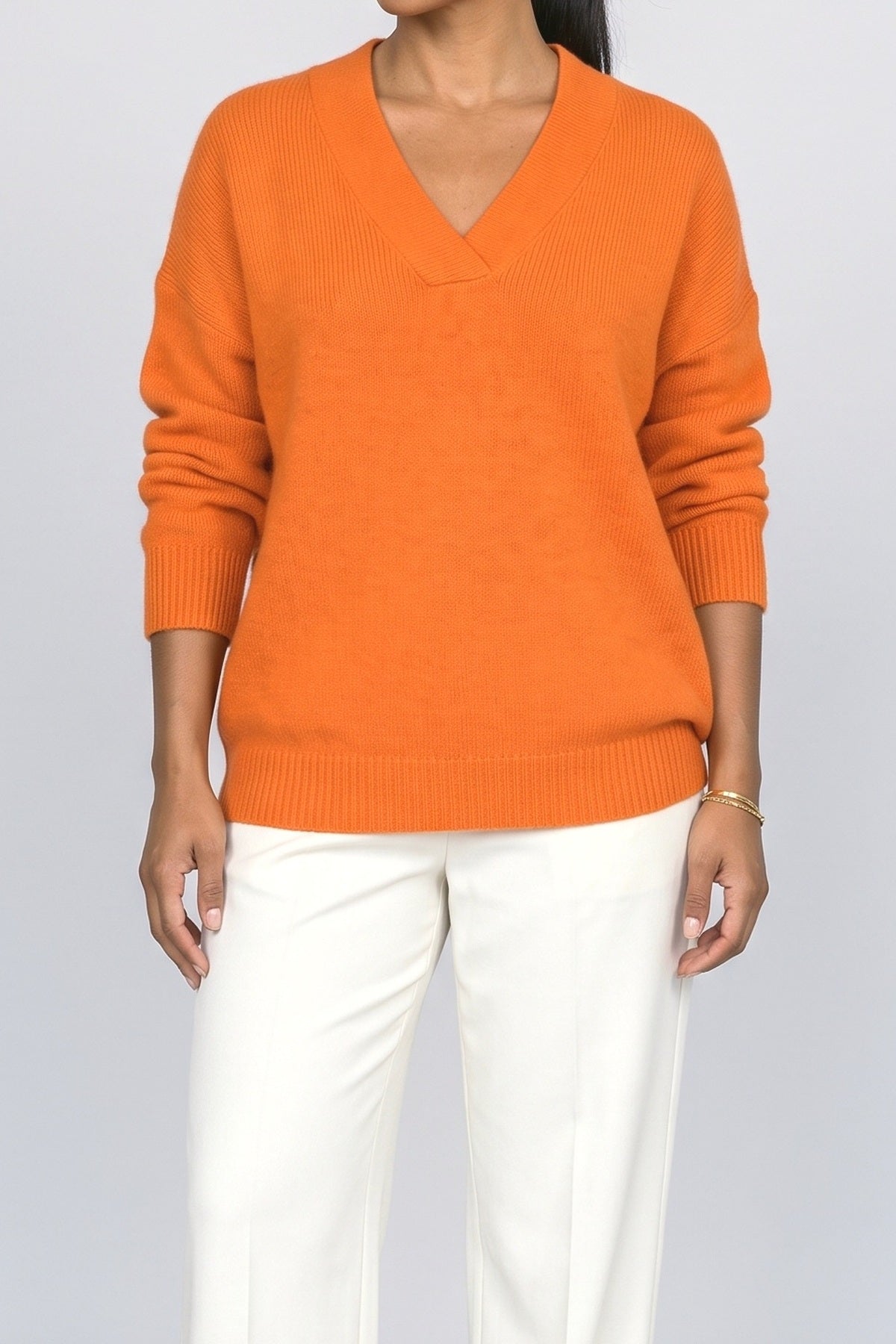 Knit V-Neck Pullover Sweater, fabric detail