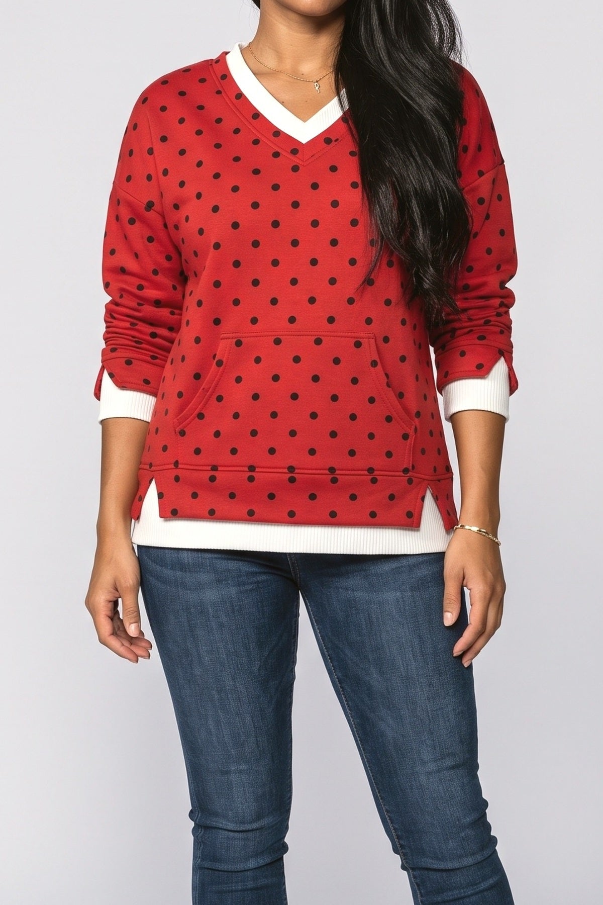 Polka Dot Sweatshirt, fabric detail