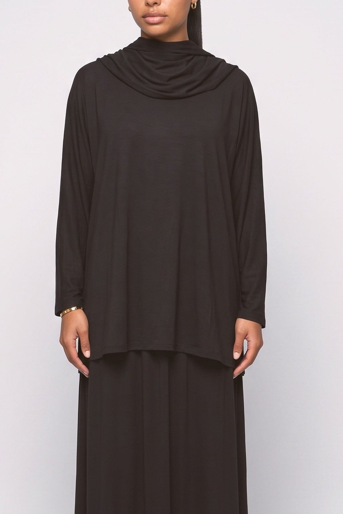 Muslim Headscarf & Maxi Robe Two-Piece Set, fabric detail