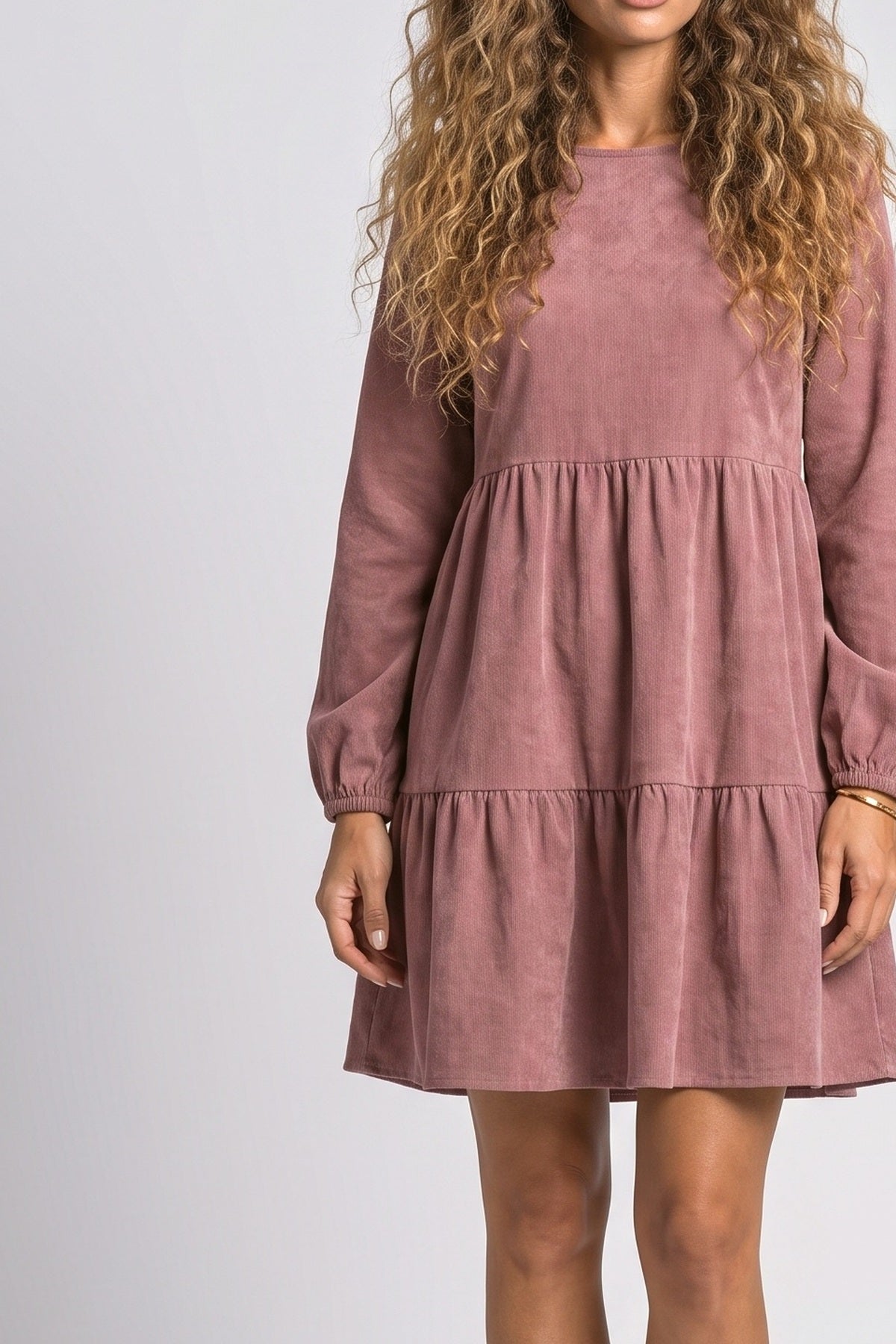Tiered Long Sleeve Dress, fabric detail