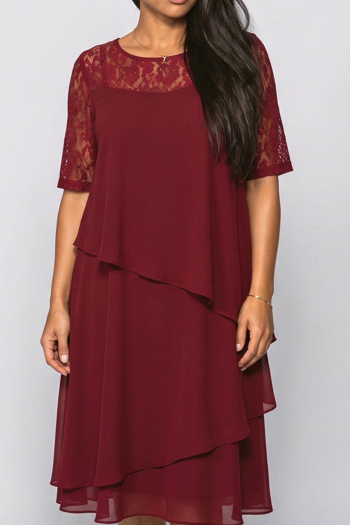 Lace Tiered Midi Dress, fabric detail