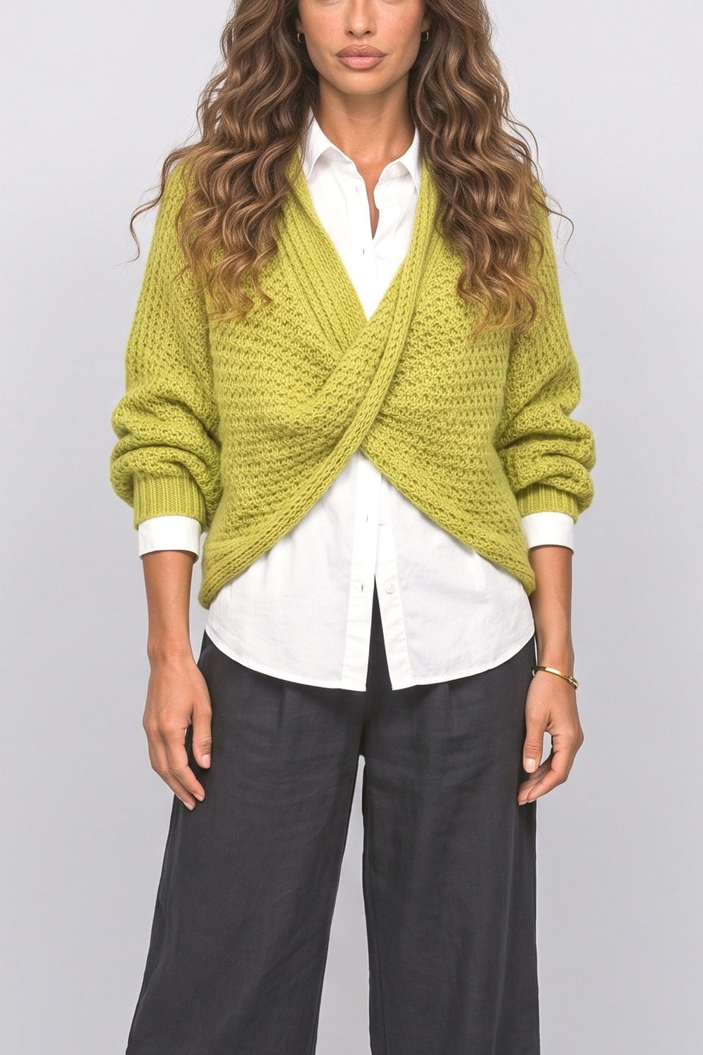 Knit V-Neck Pullover Sweater, fabric detail
