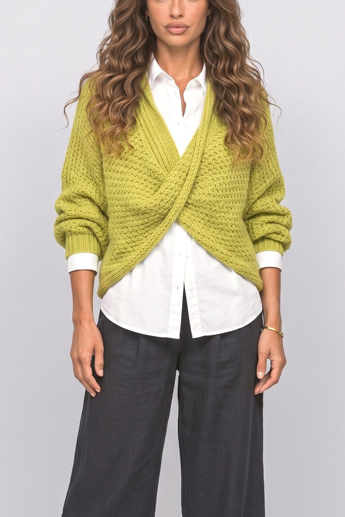 Knit V-Neck Pullover Sweater, fabric detail