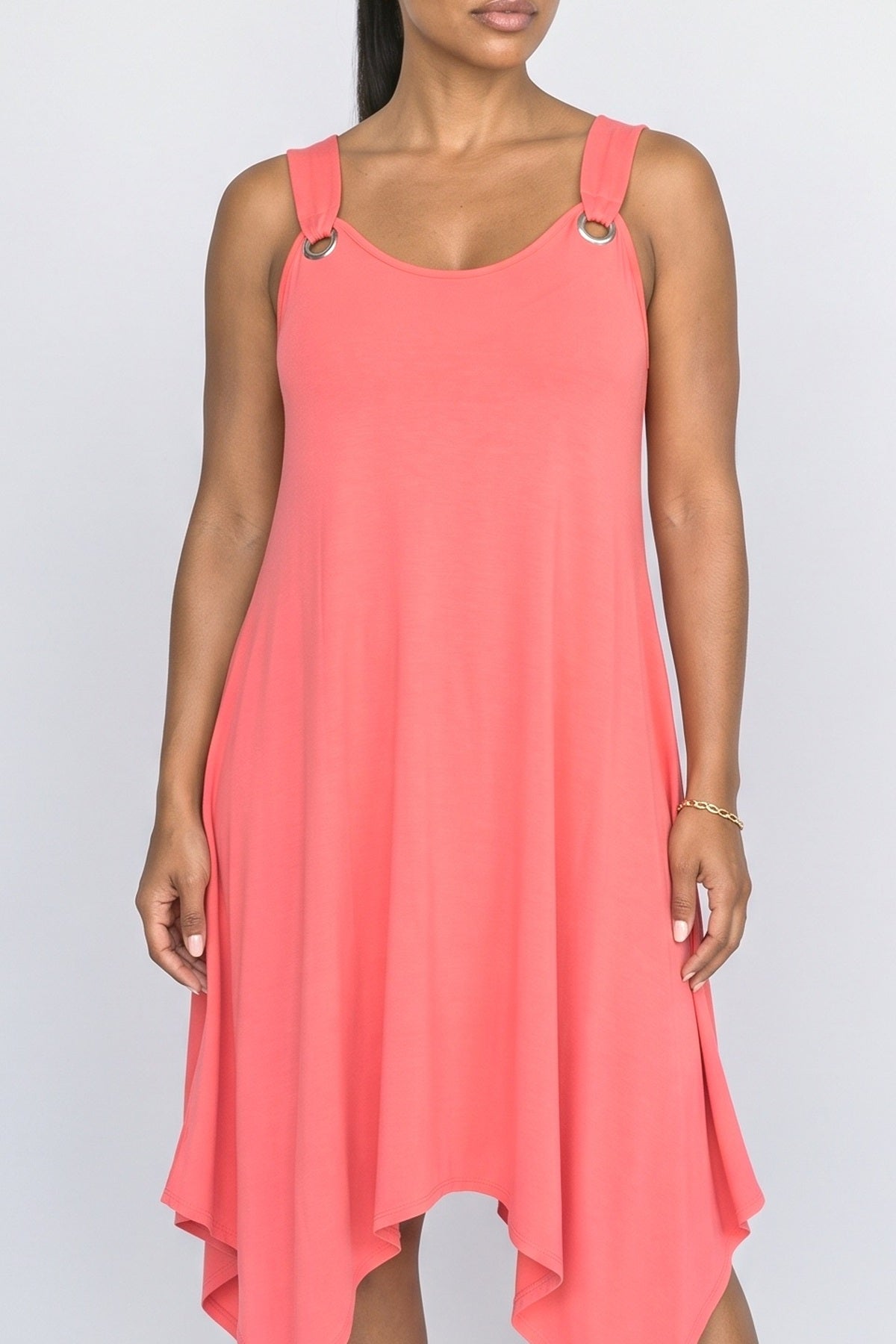 Sleeveless Asymmetric Summer Dress, fabric detail