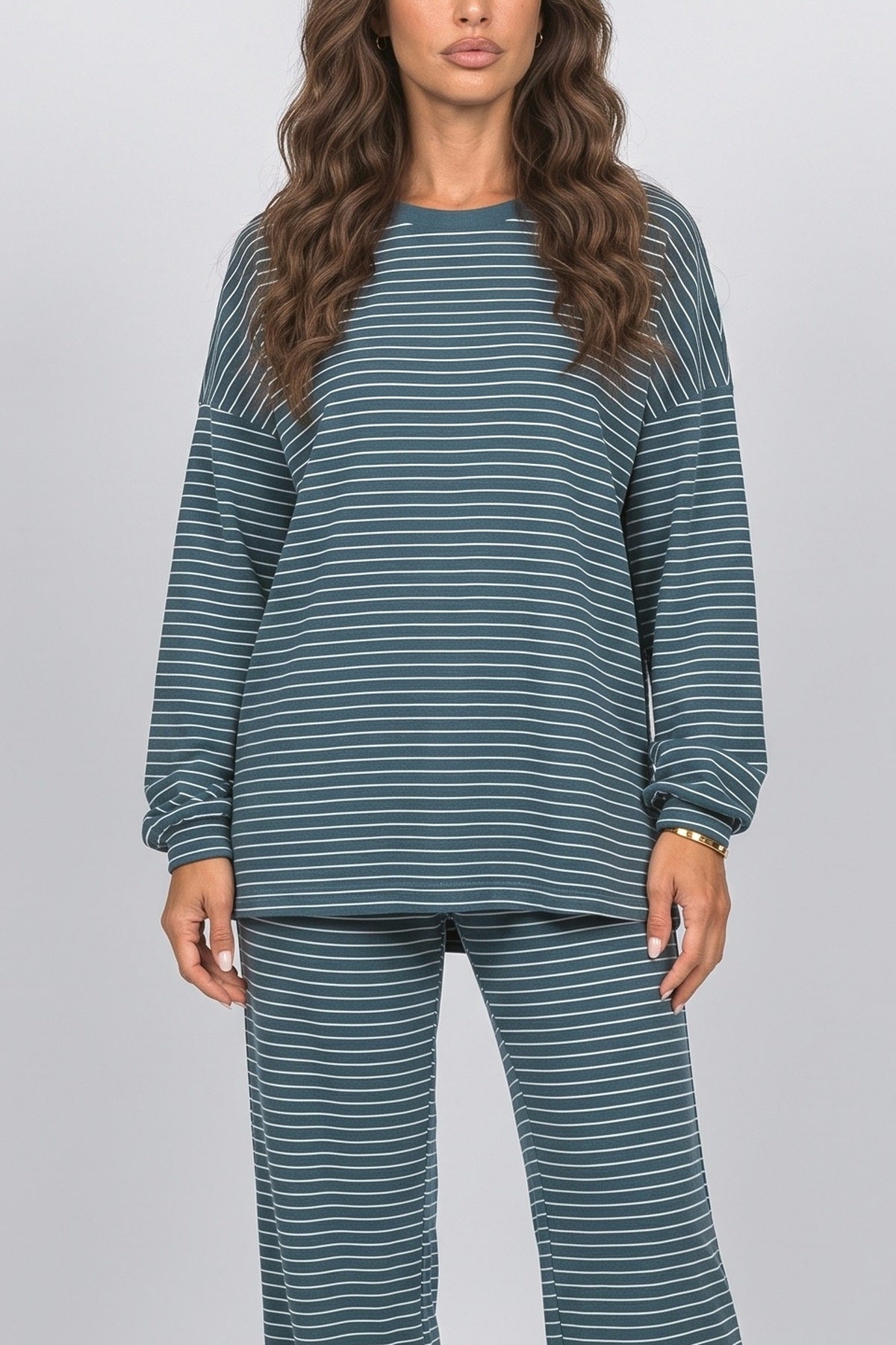 Striped Pants Set Women, fabric detail