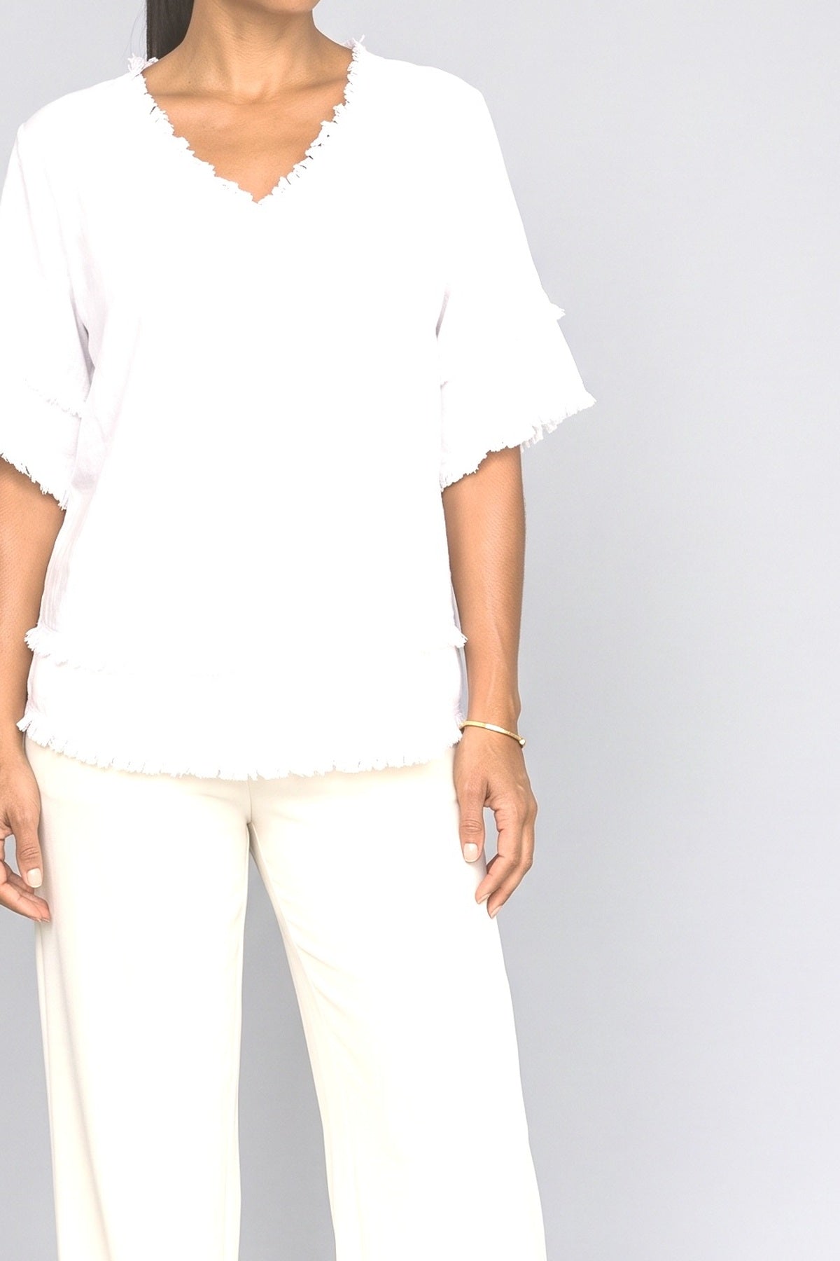 V-Neck Relaxed Blouse, fabric detail