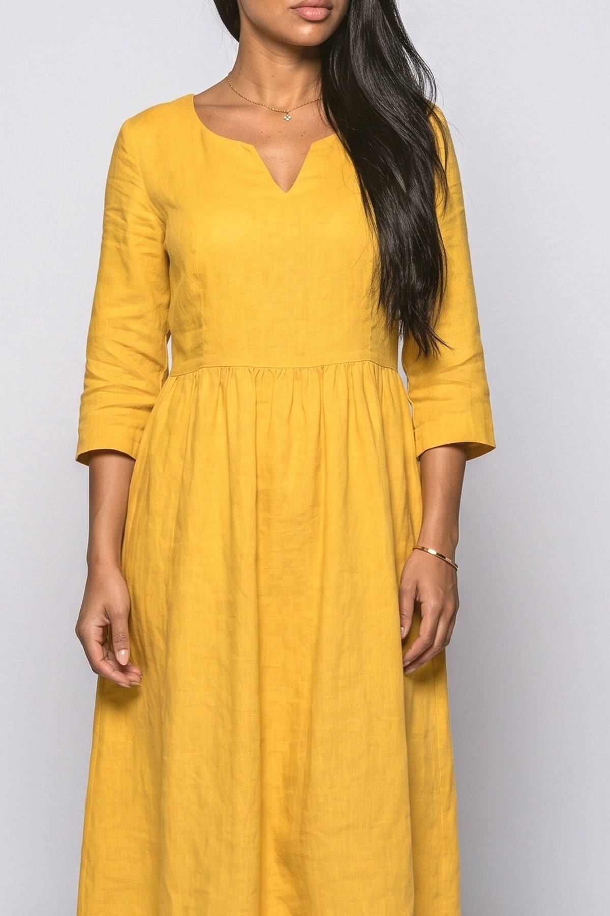 V-Neck Midi Dress, fabric detail