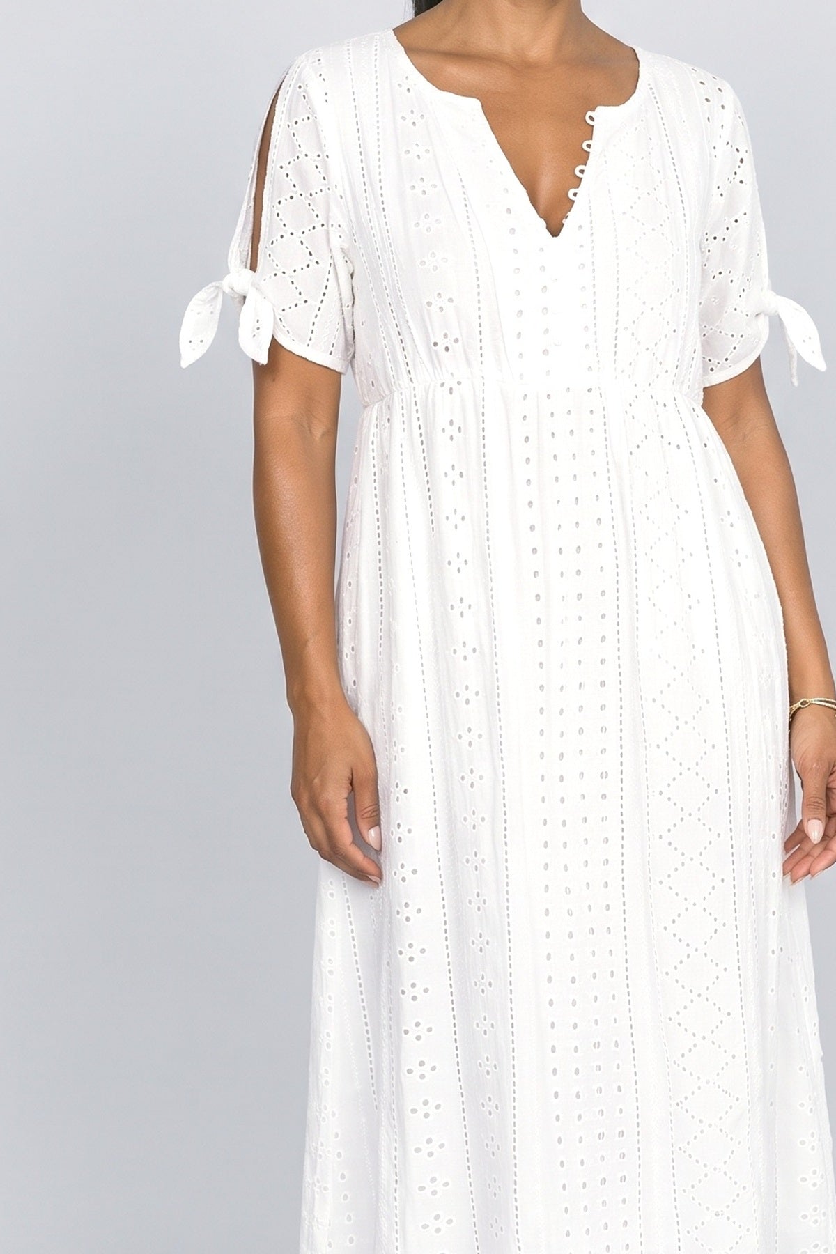 V-Neck Midi Dress, fabric detail