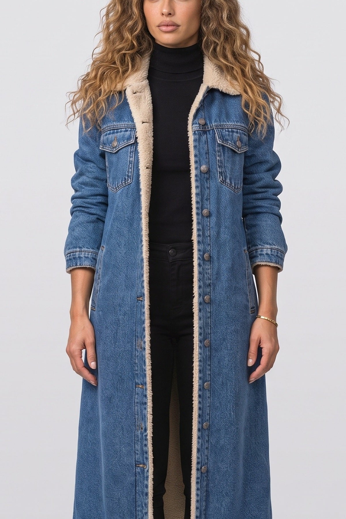 Denim Winter Coat, fabric detail