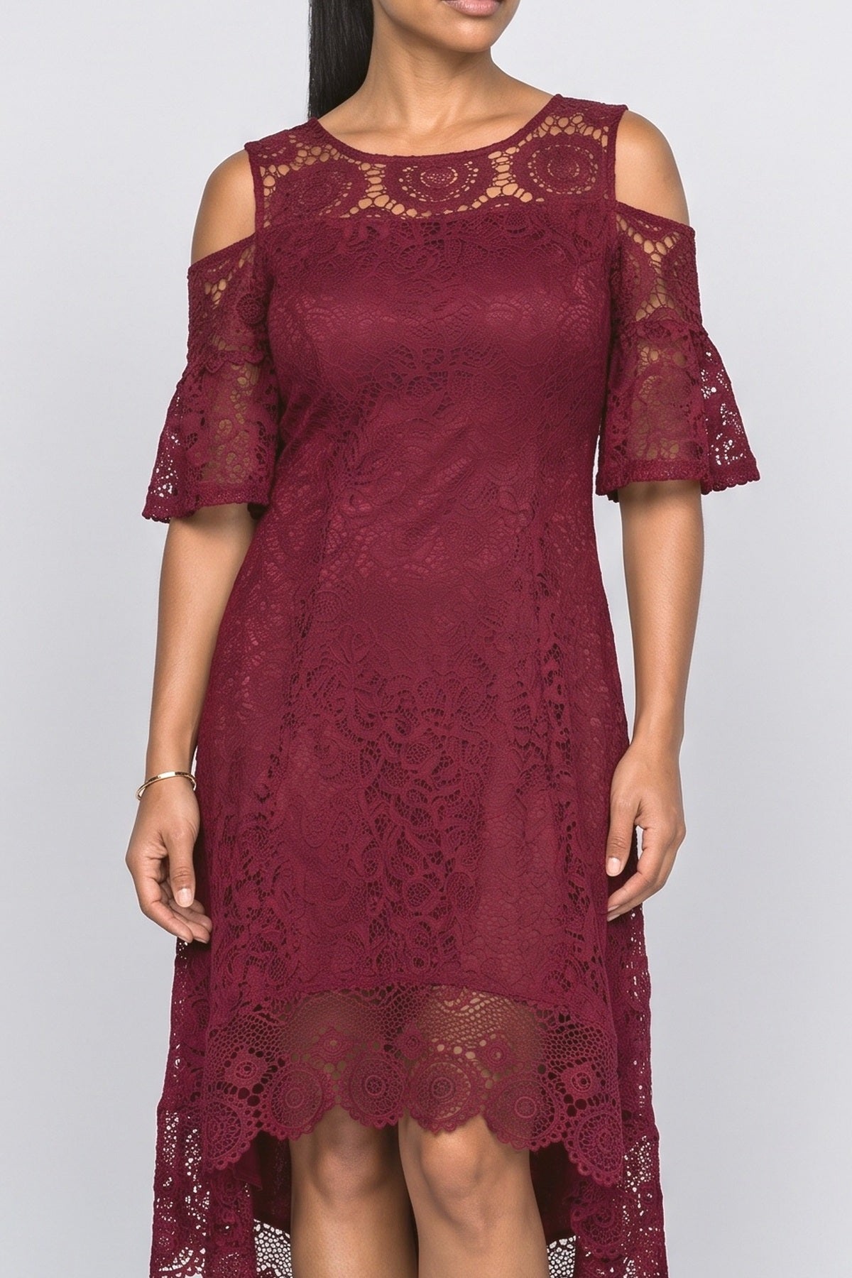 Lace Off-Shoulder Midi Dress, fabric detail