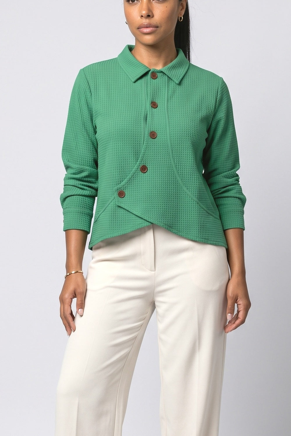 Knit Asymmetric Blouse, fabric detail