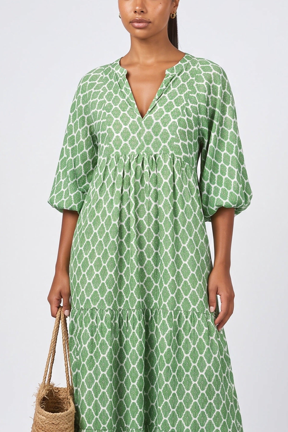 Bohemian Printed Maxi Dress, fabric detail