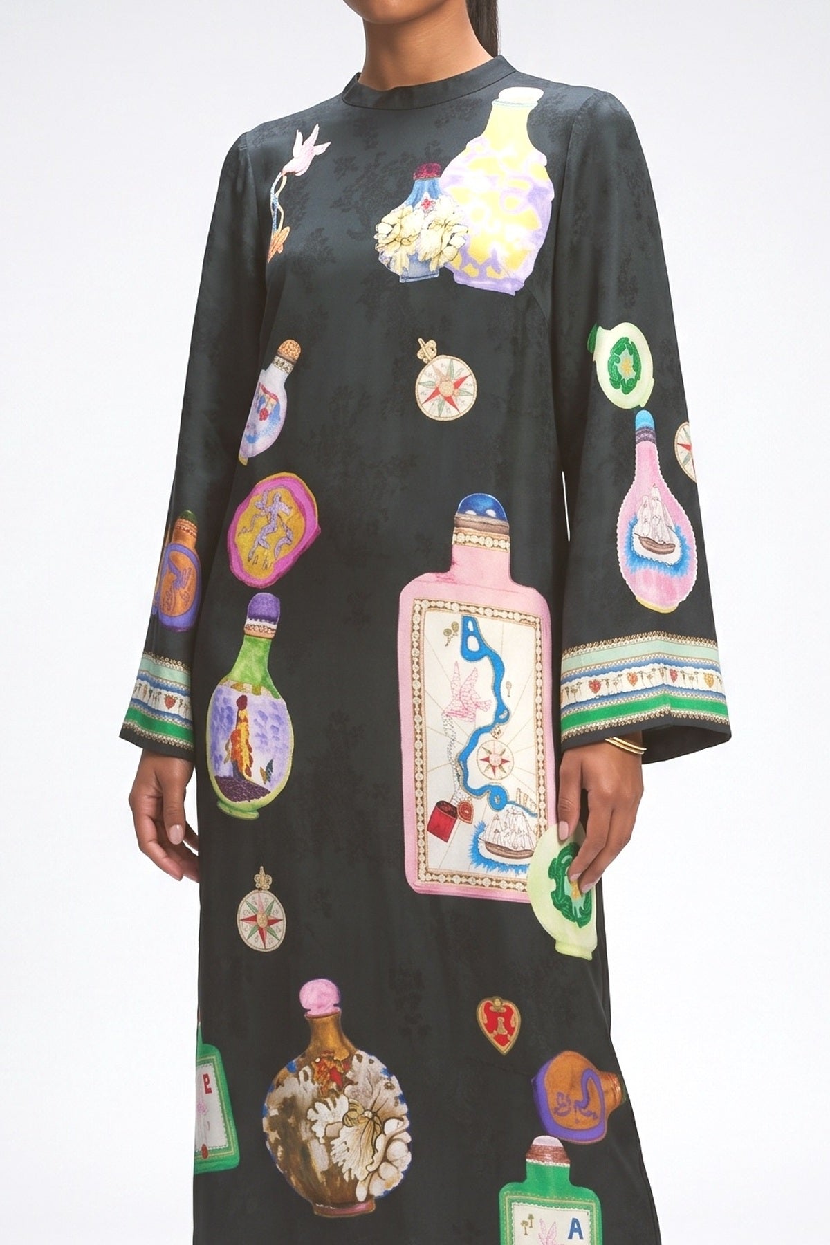 Black Long Sleeve Maxi Dress, fabric detail