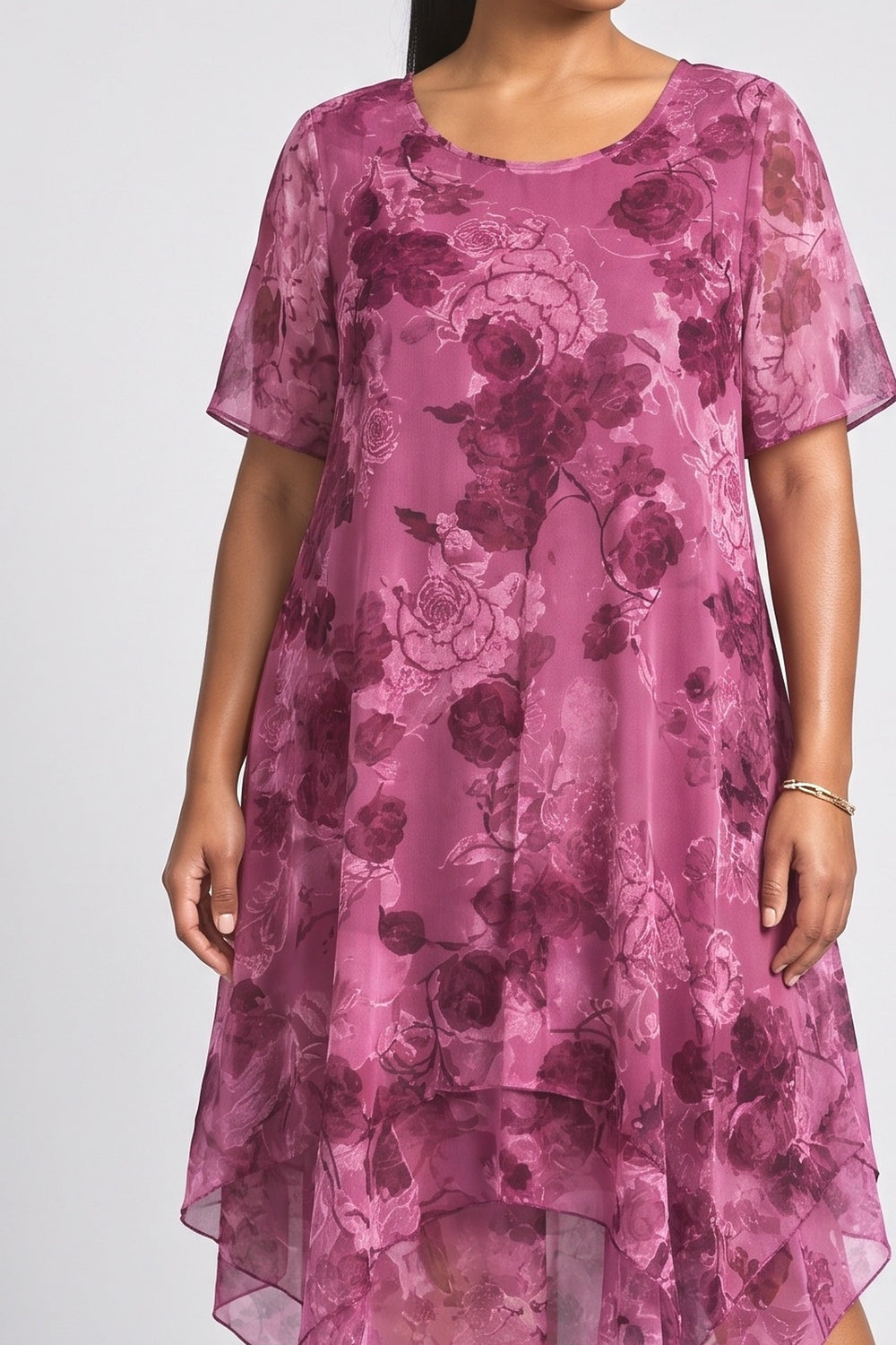 Chiffon Floral Cocktail Dress, fabric detail