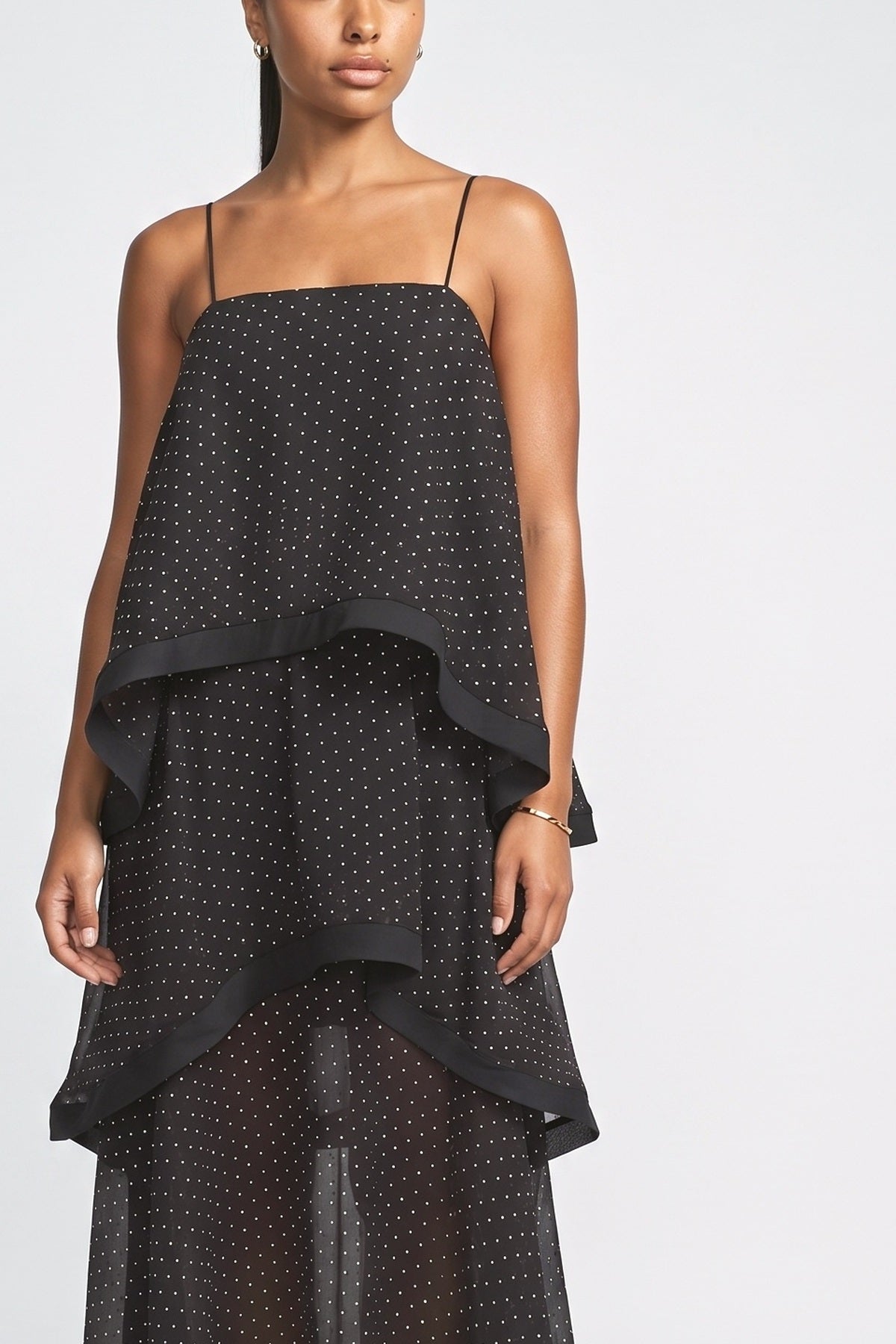 Polka Dot Tiered Maxi Dress, fabric detail