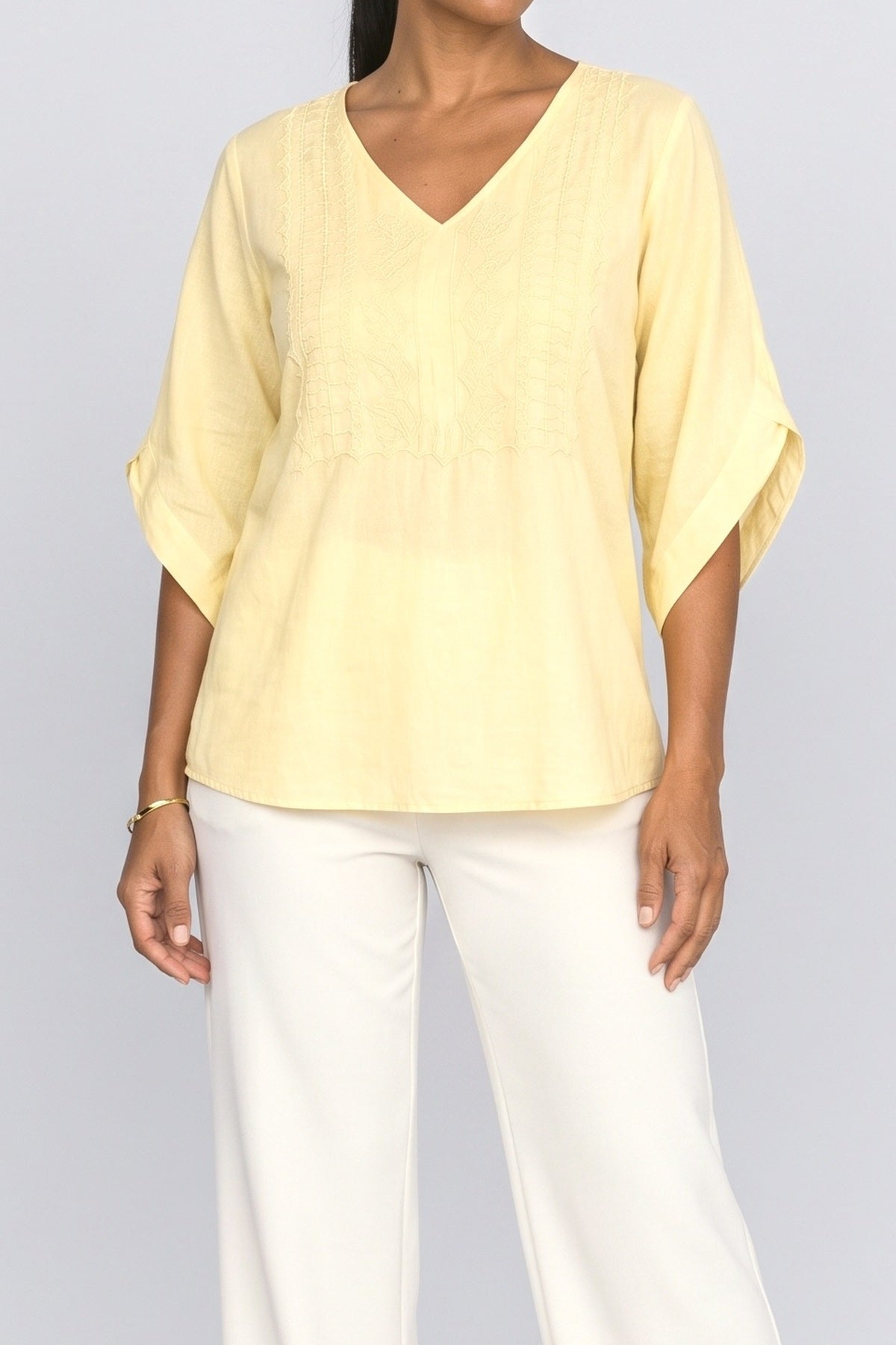 Lace V-Neck Blouse, fabric detail