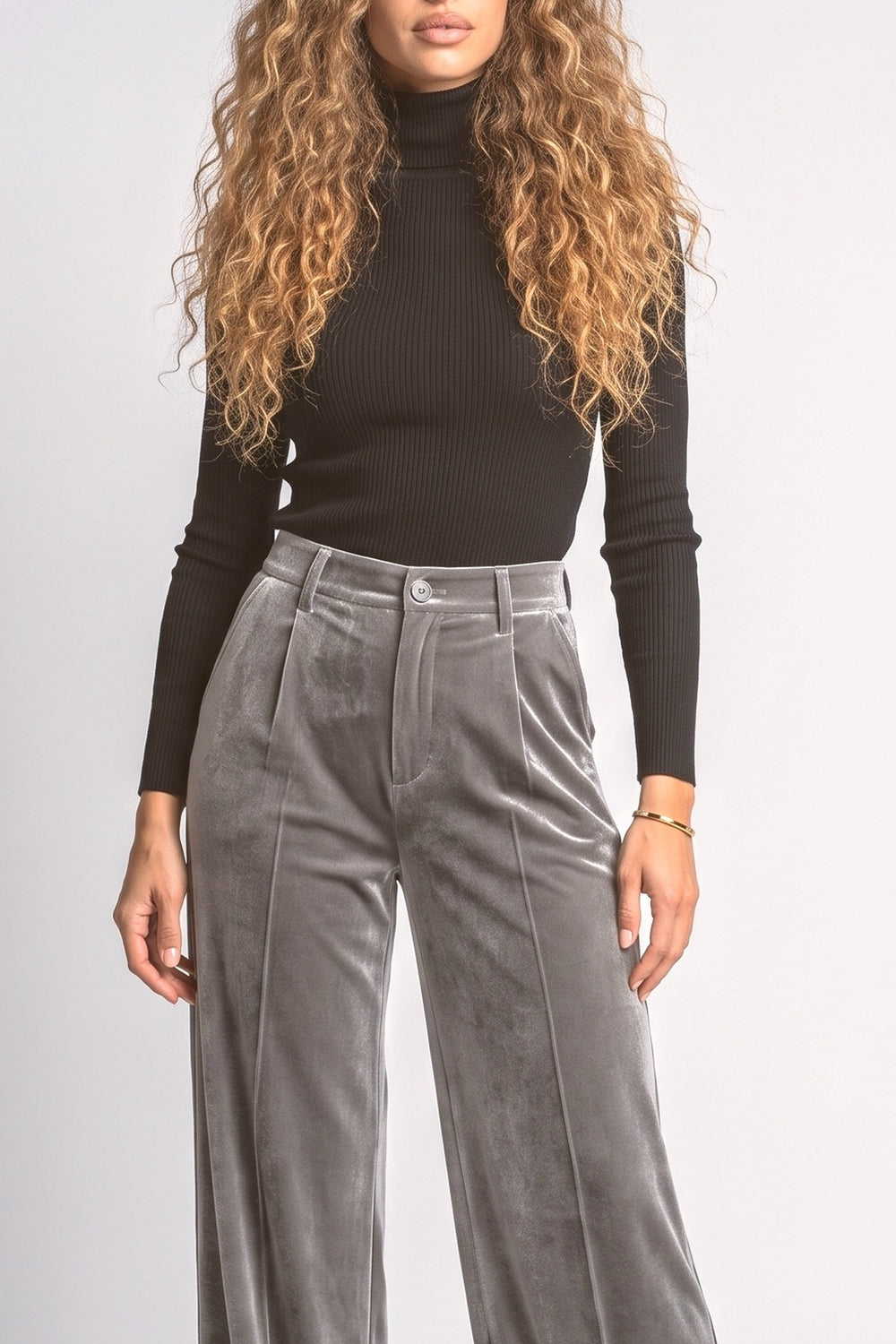 Velvet Wide Leg Pants, fabric detail