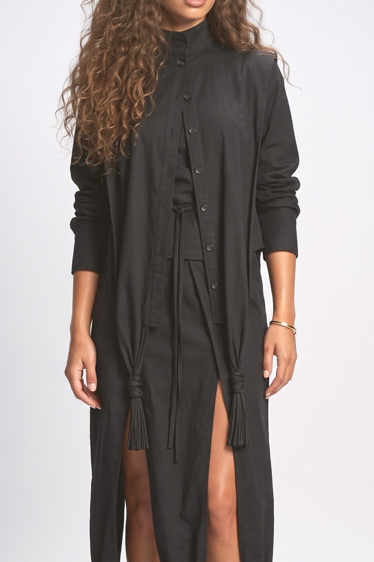 Black Draped Outfit Set, fabric detail