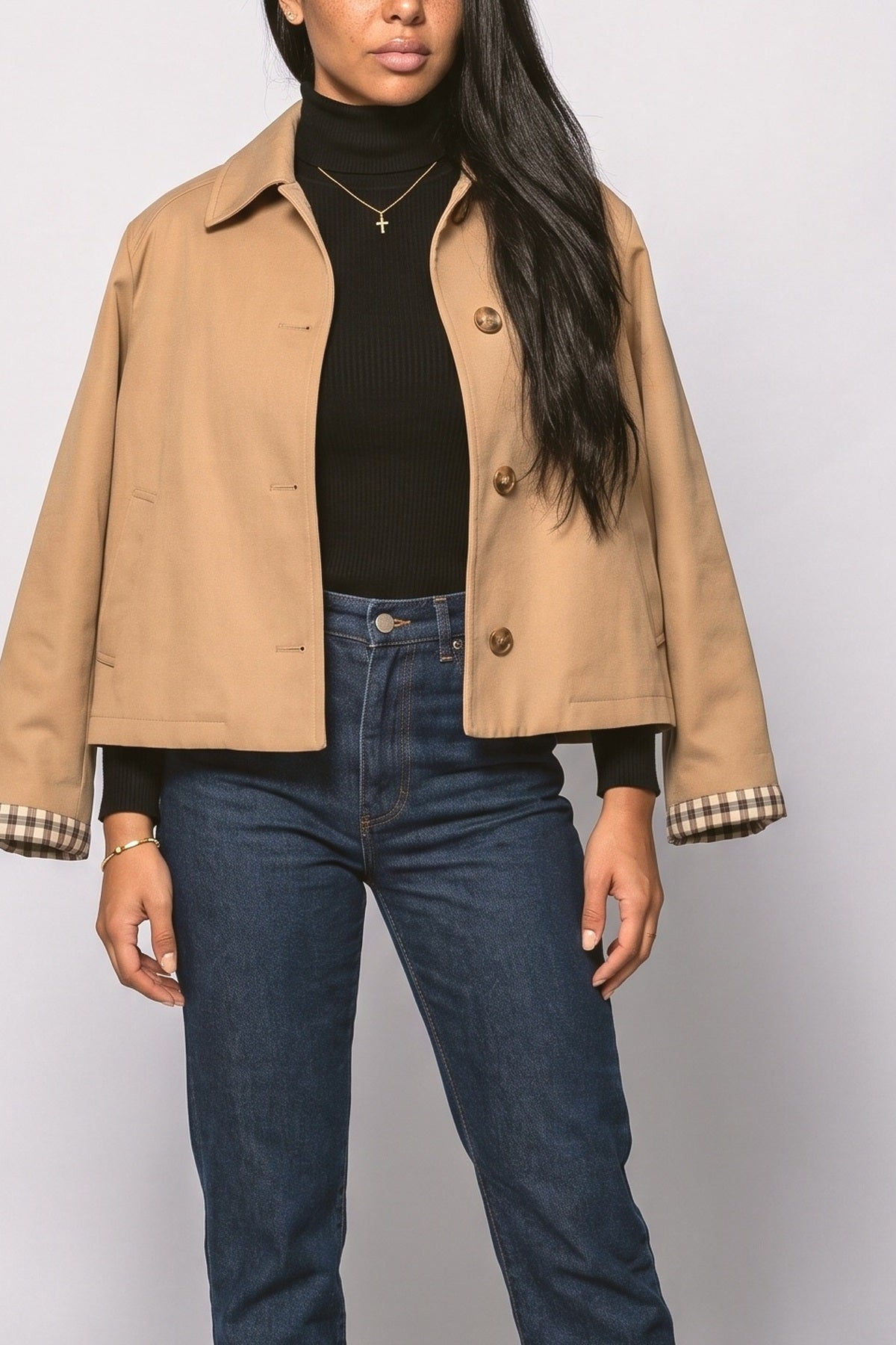 Plaid Denim Jacket, fabric detail
