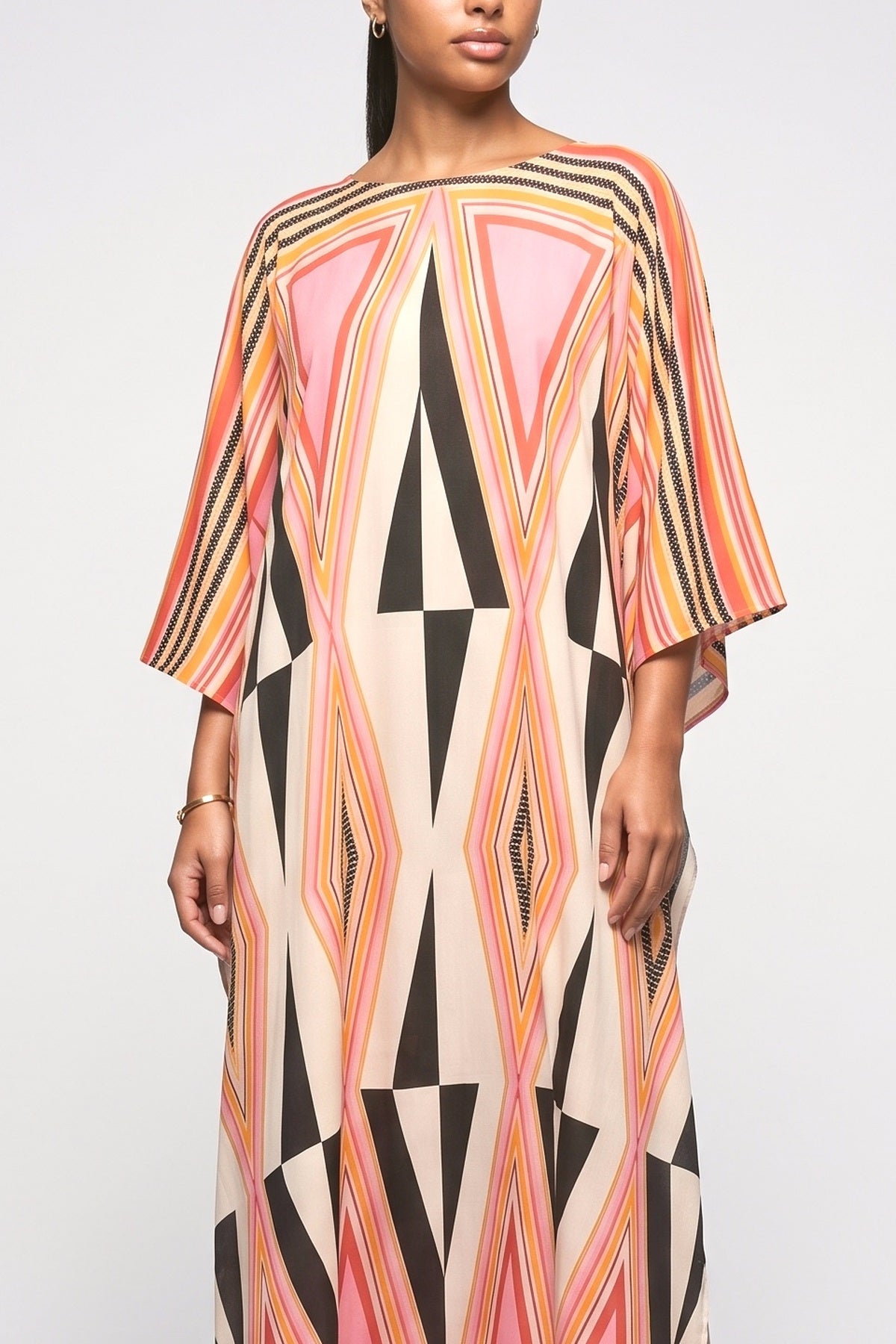 Pink Slit Maxi Dress, fabric detail