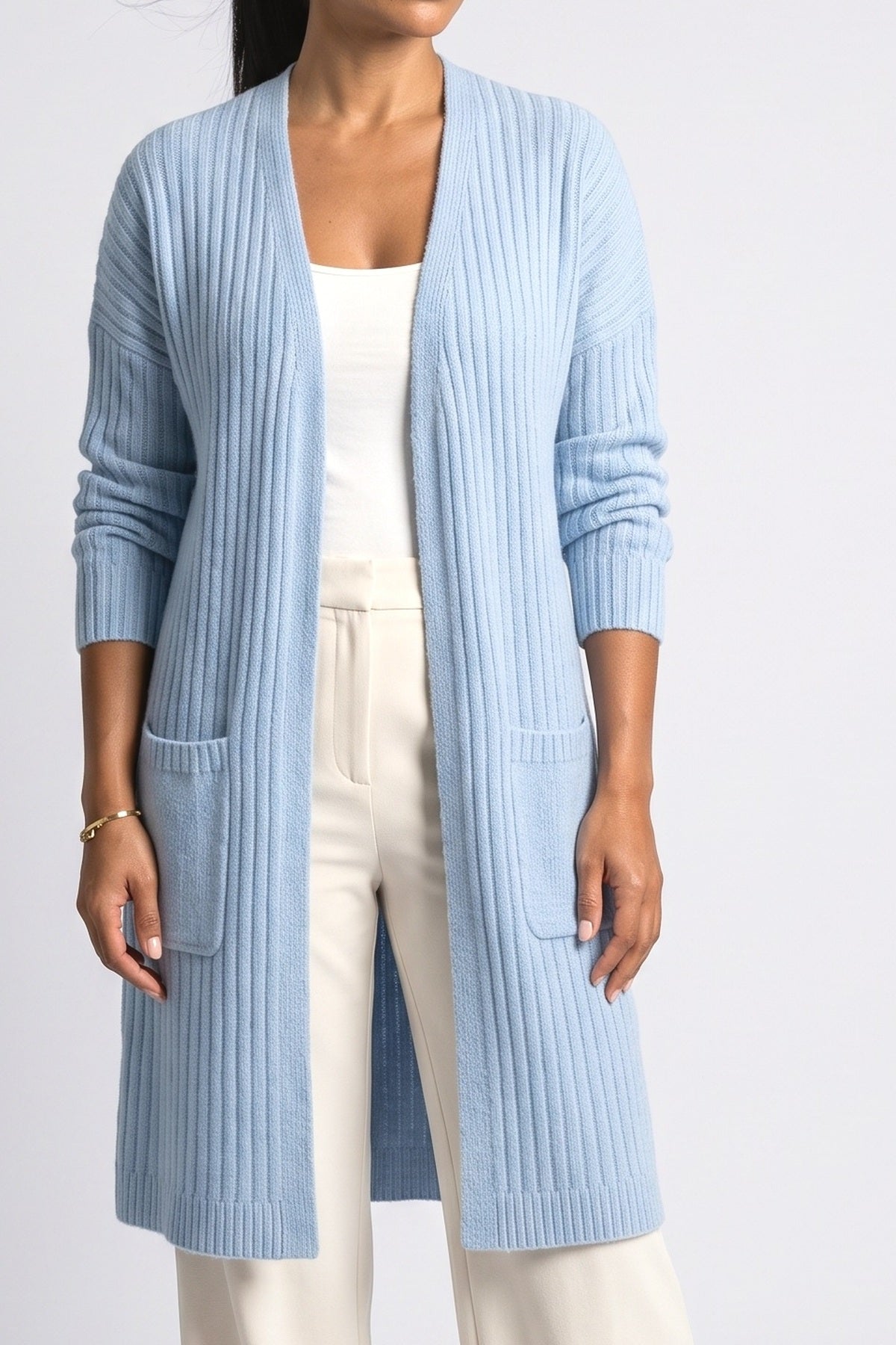 Ribbed Long Cardigan, fabric detail