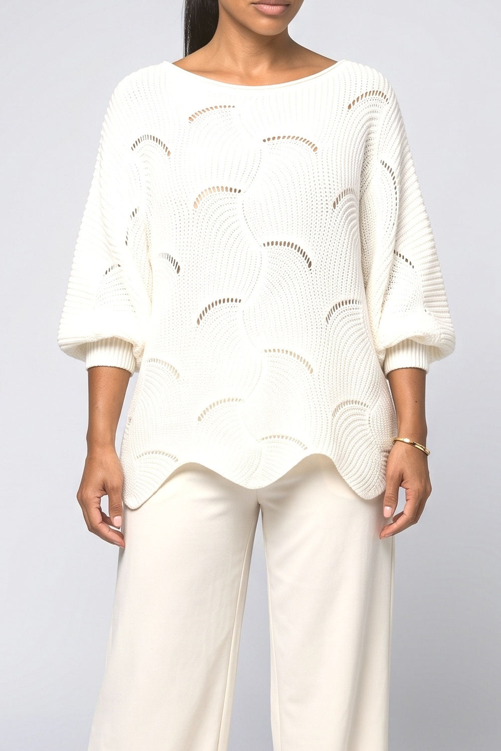 Knit Batwing Sleeve Pullover Sweater, fabric detail