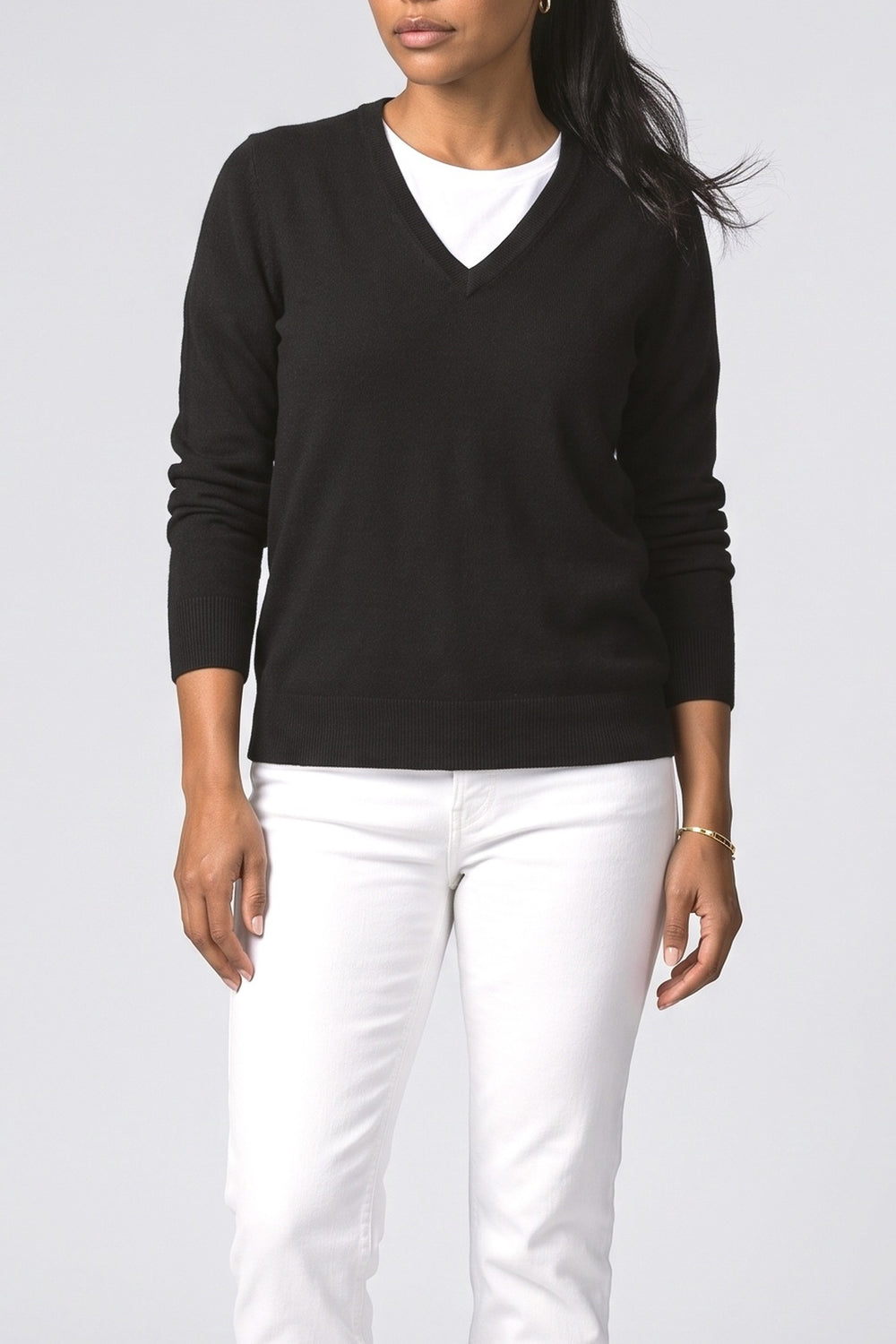 Knit V-Neck Pullover Sweater, fabric detail