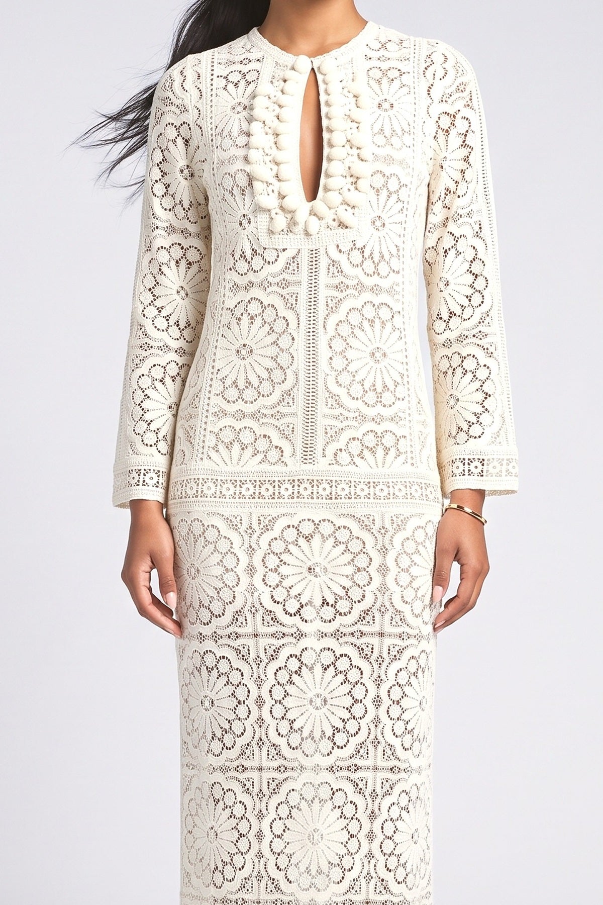 Cutout Knit Floor-Length Maxi Dress, fabric detail
