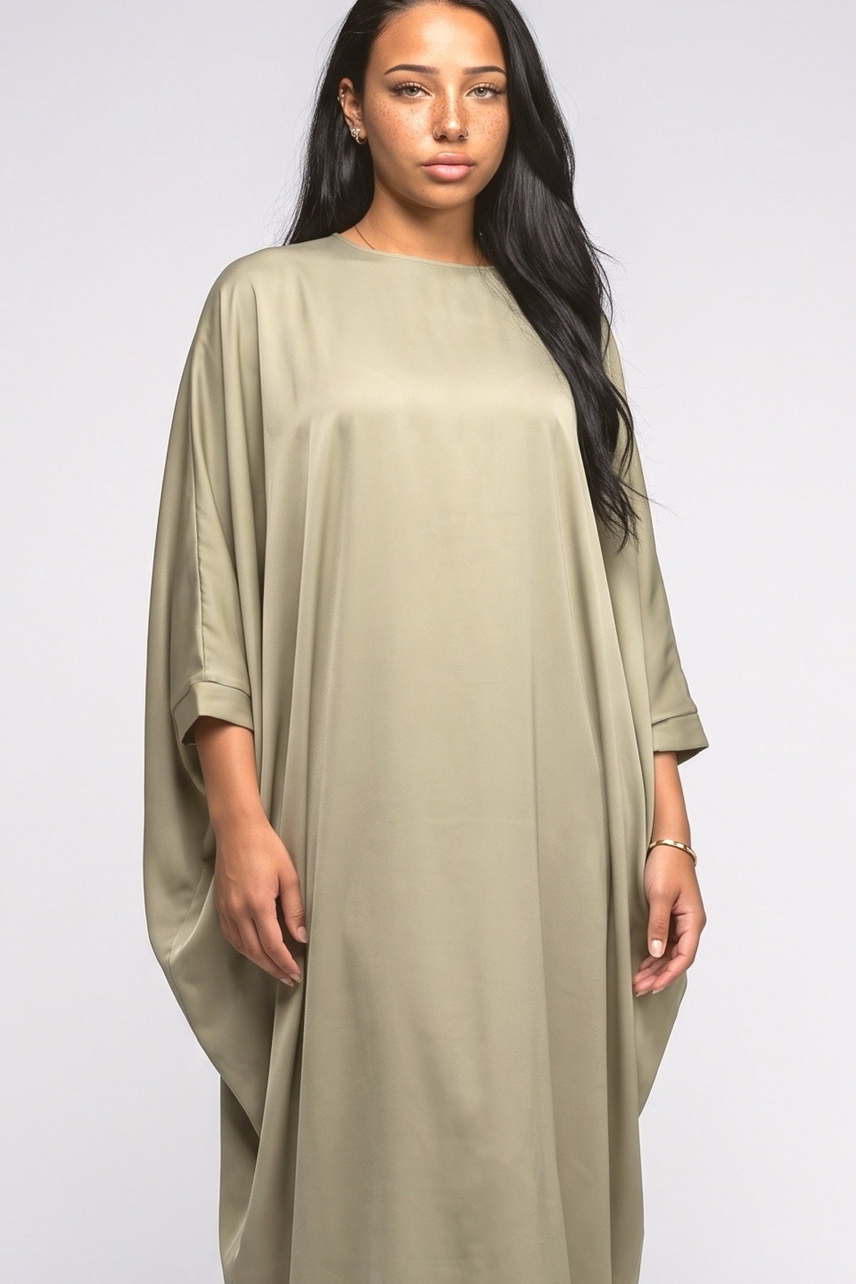 Green Draped Maxi Dress, fabric detail