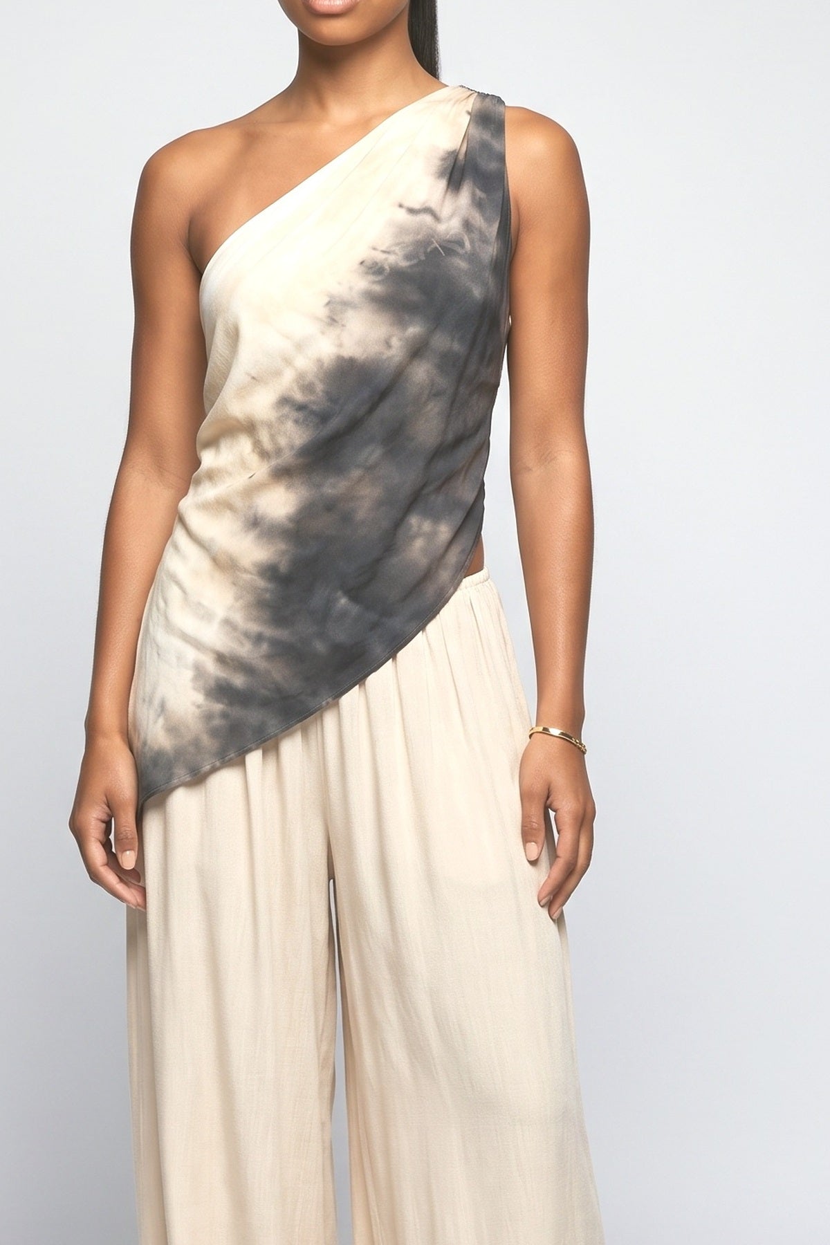 Orange Print Off-Shoulder Outfit Set, fabric detail