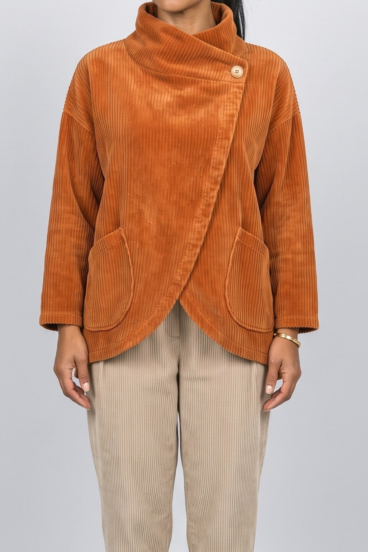 Orange Wrap Blouse, fabric detail