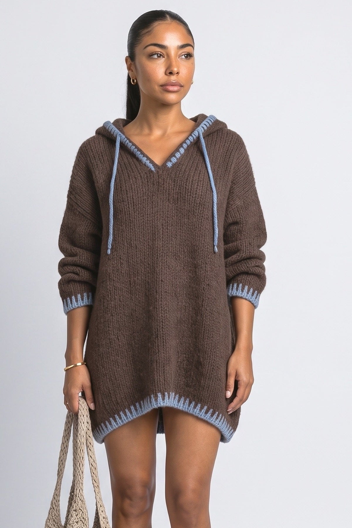 Brown Sweater Dress, fabric detail