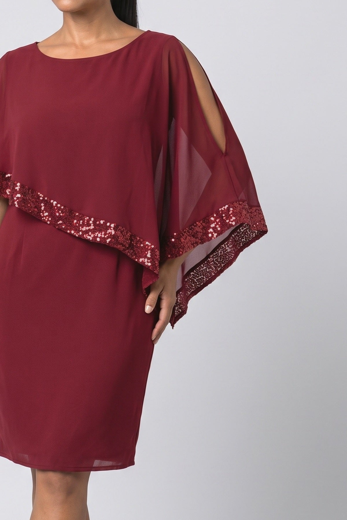 Sequin One-Shoulder Cocktail Dress, fabric detail