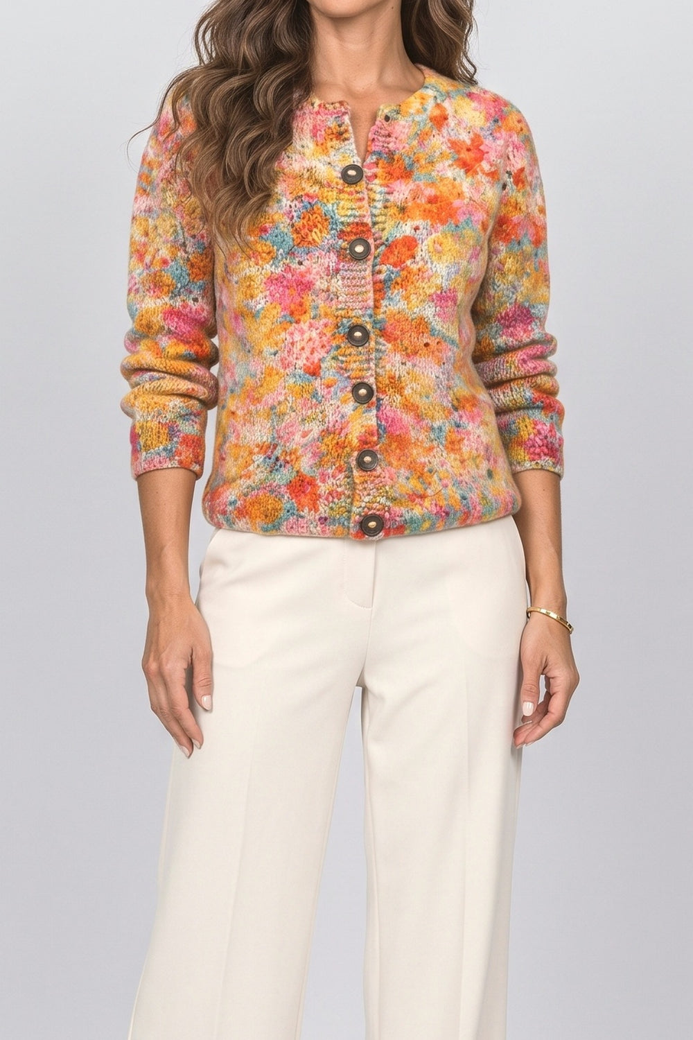 Floral Knit Cardigan, fabric detail
