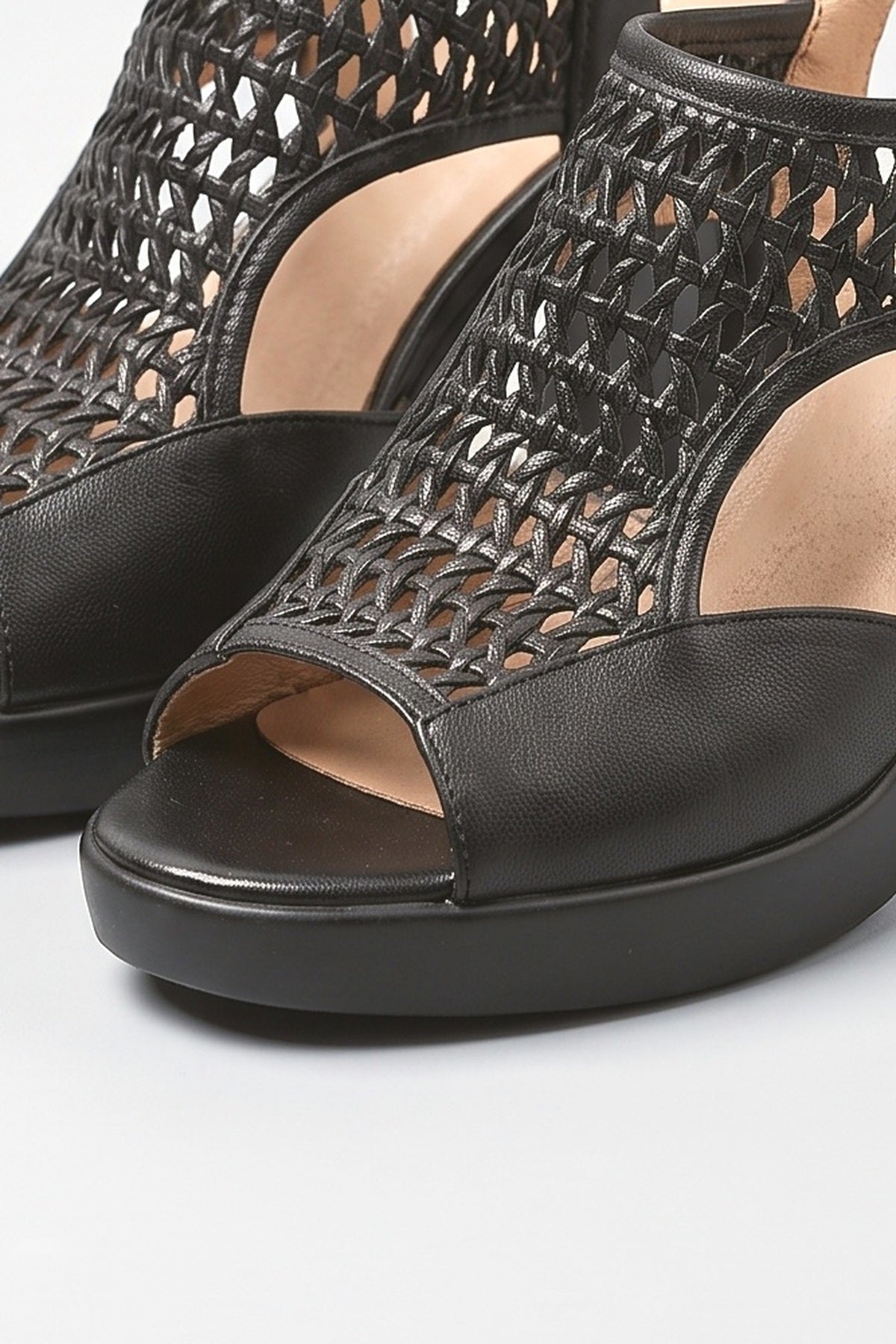 Black Platform Sandals, fabric detail