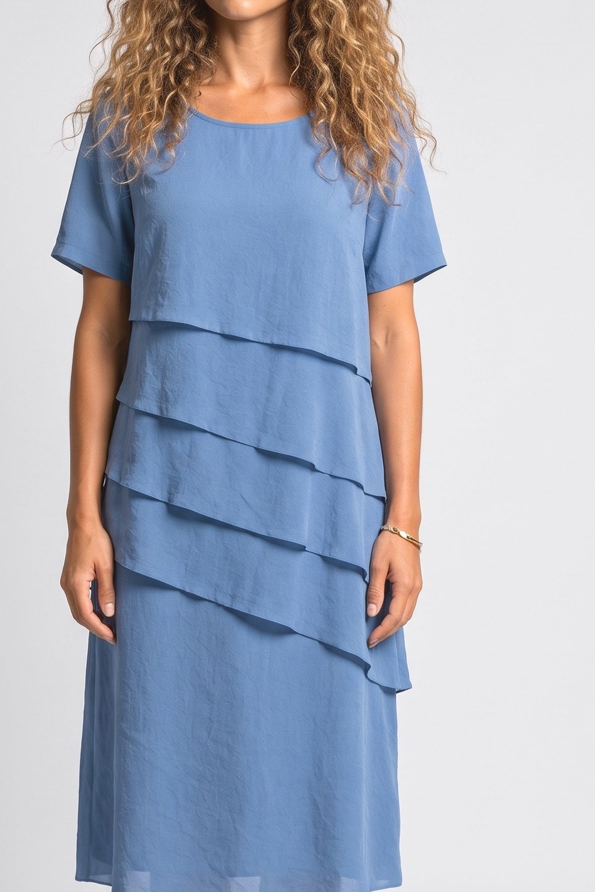 Chiffon Tiered Cocktail Dress, fabric detail