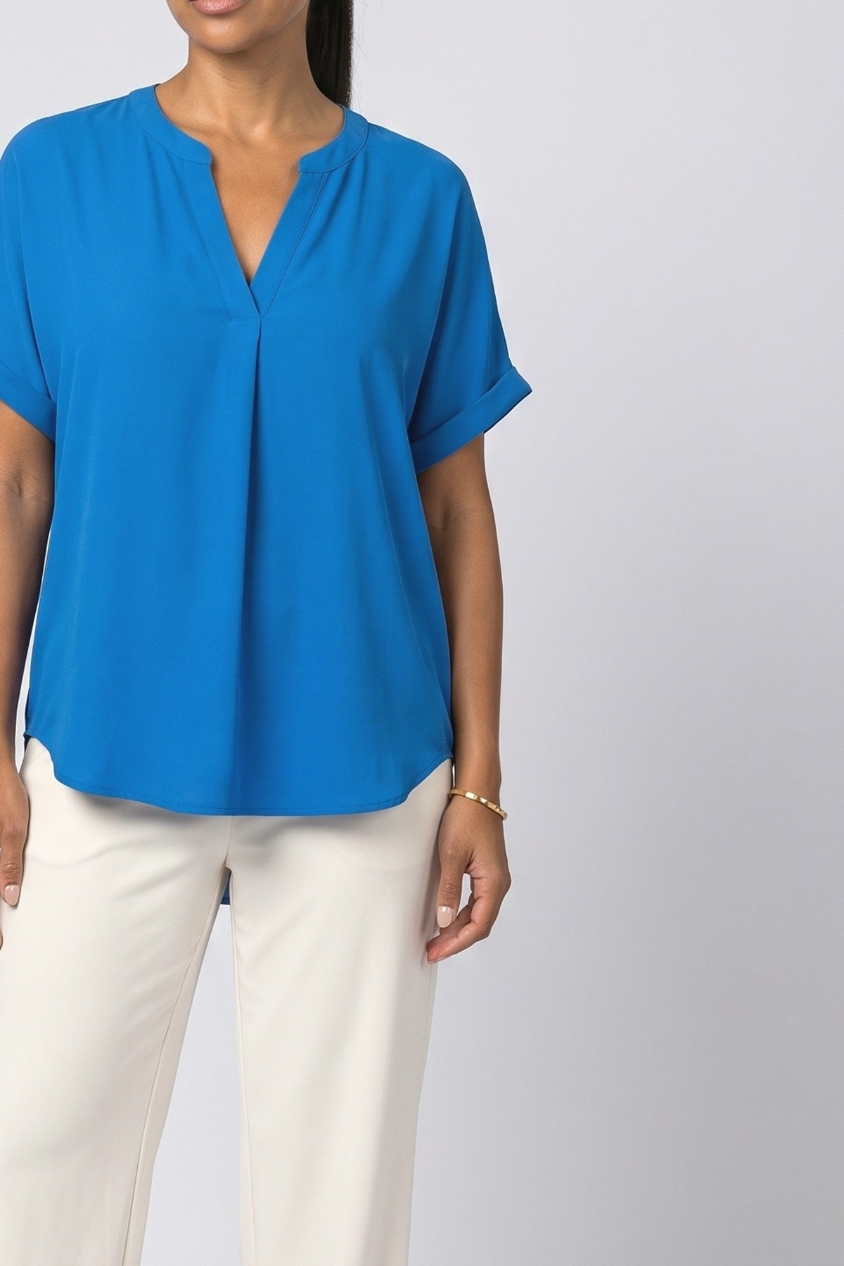 V-Neck Draped Blouse, fabric detail