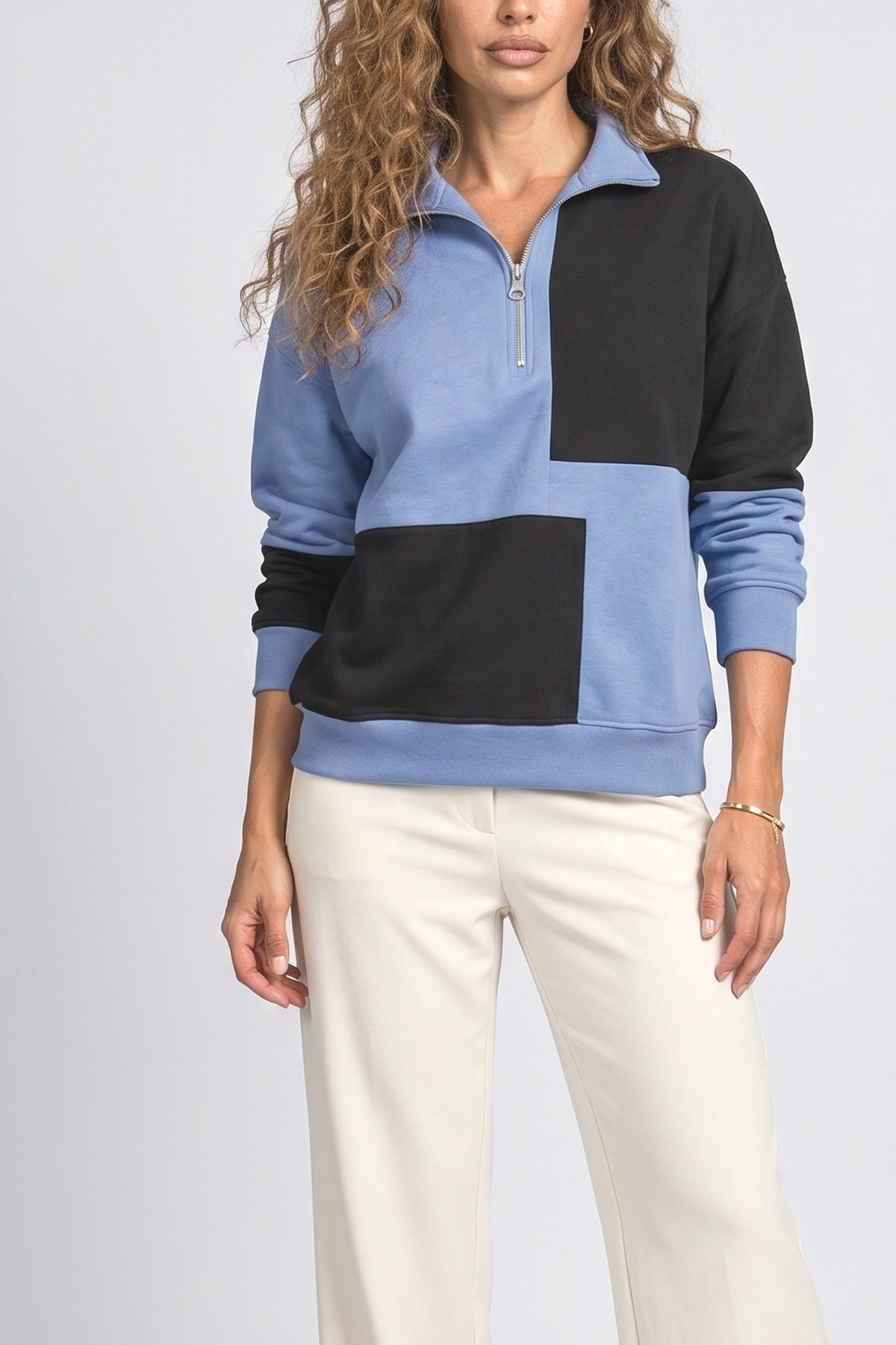 Blue Plaid Sweatshirt, fabric detail